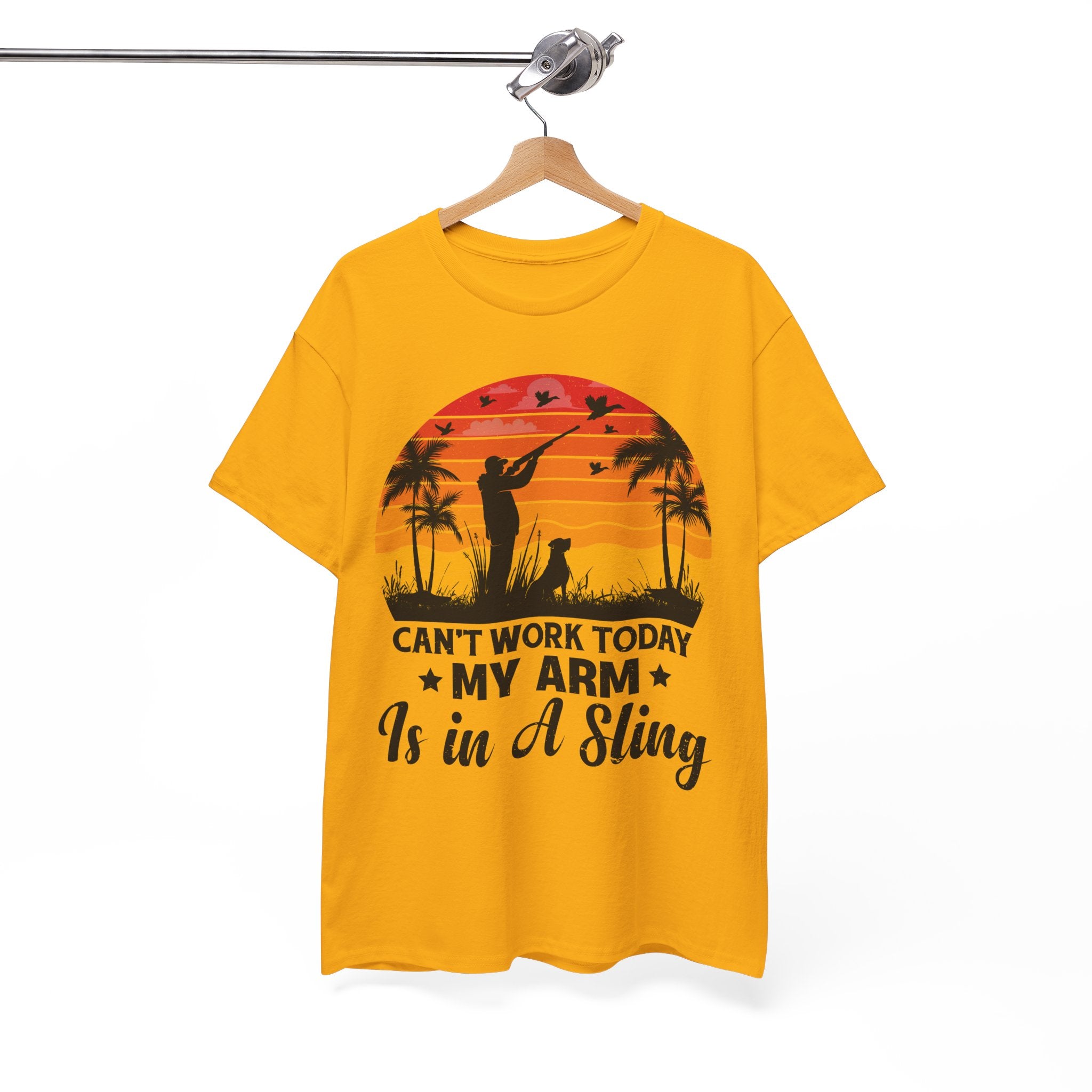 Hunter & Dog Tee – Retro Sunset Scene | Gallory Hive