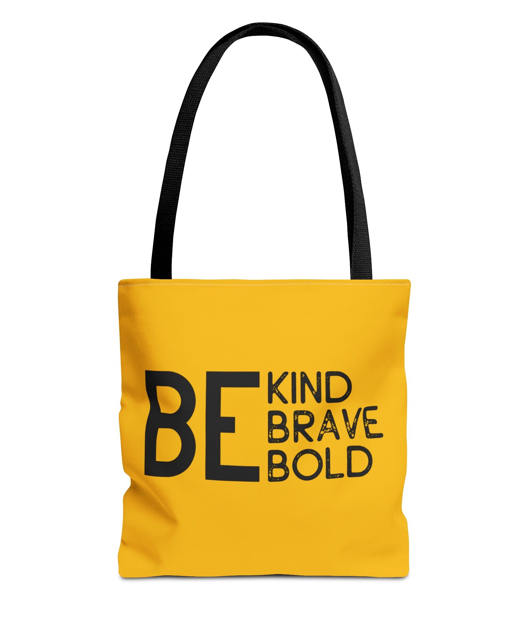 Inspirational Tote Bag - Be Kind Brave Bold - Eco-Friendly Carryall - Yellow