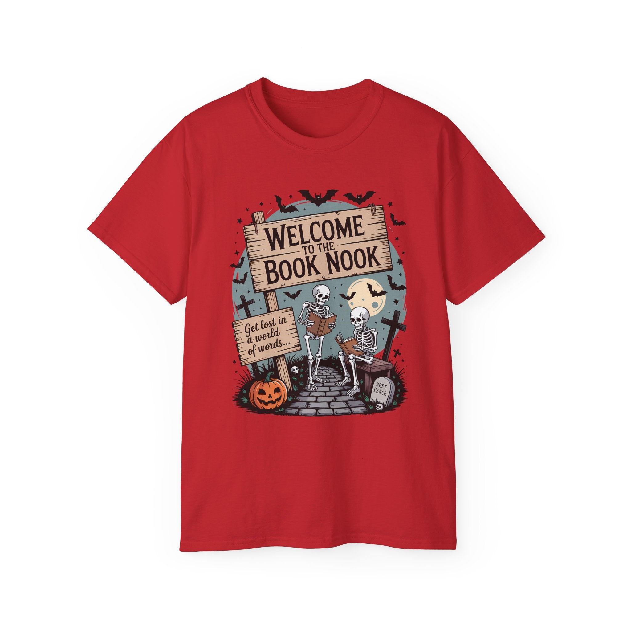 Welcome Book Nook Halloween Skeleton Tee | Gallory Hive