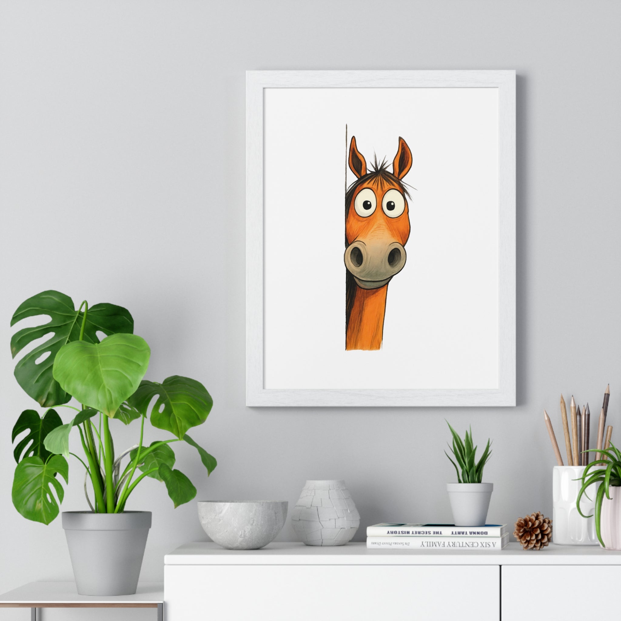 Curious Horse Peek – Wooden Frame Wall Art
