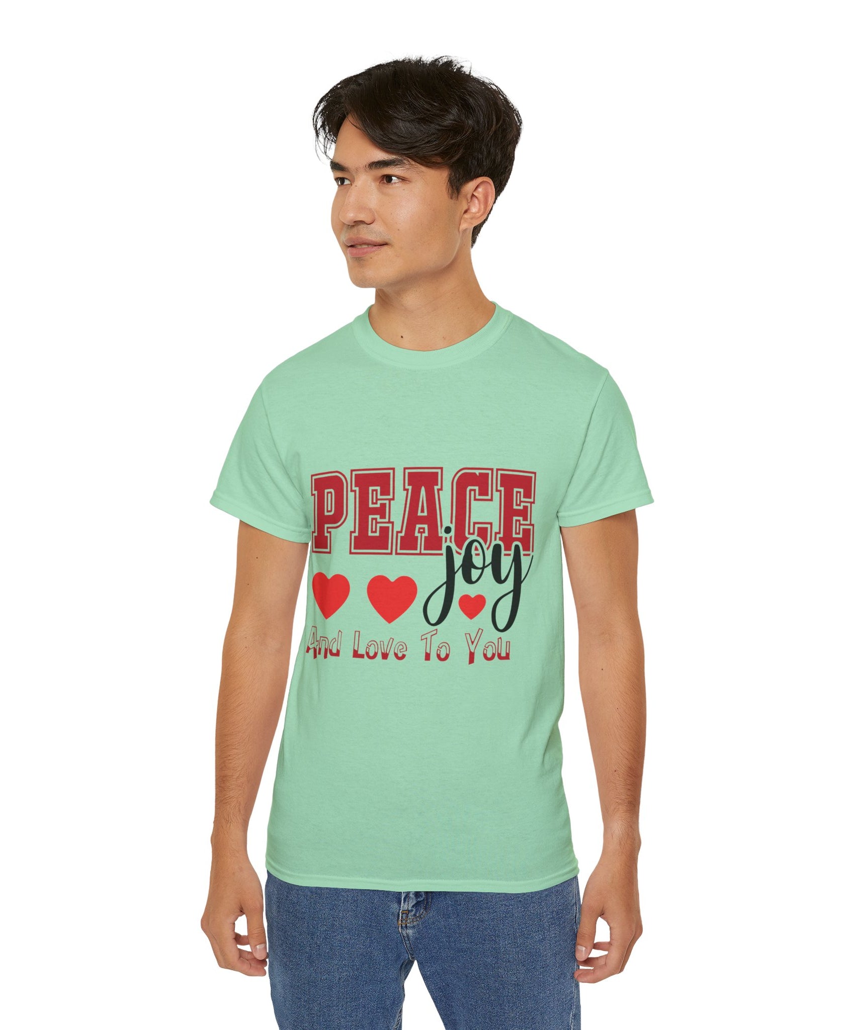 Peace, Joy & Love Retro Christmas T-Shirt | Gallory Hive