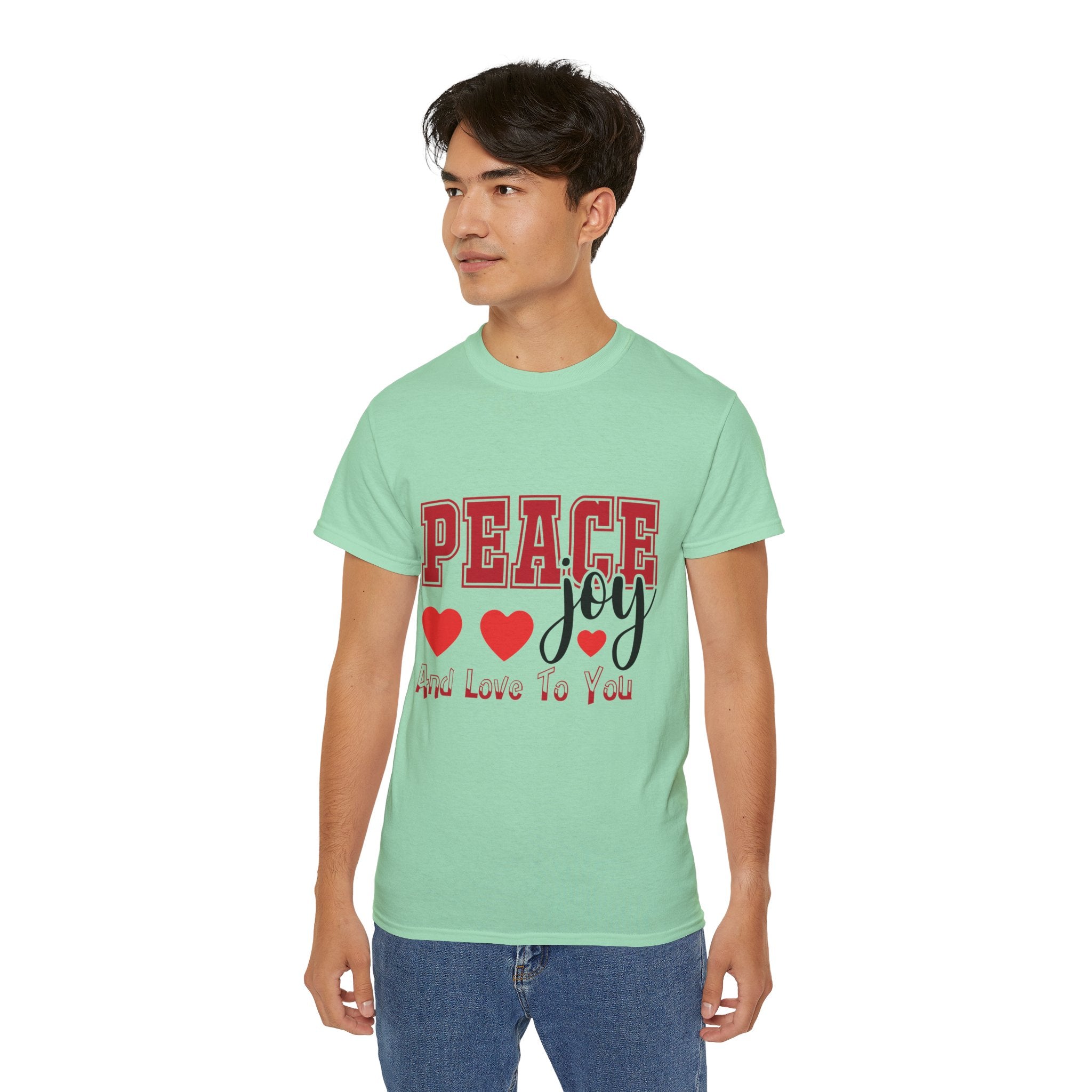 Peace, Joy & Love Retro Christmas T-Shirt | Gallory Hive