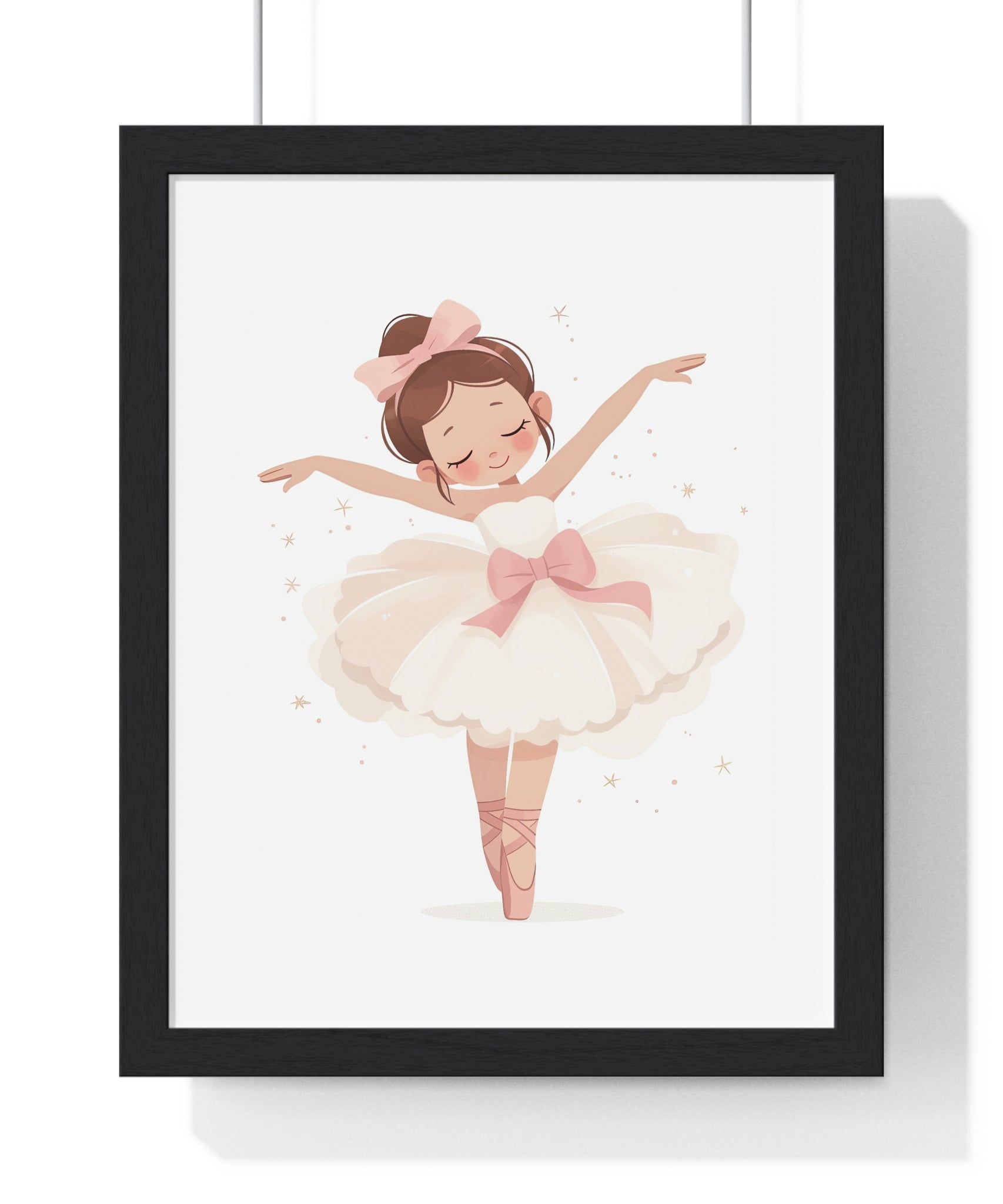 Graceful Ballerina Wooden Wall Frame – Pink Bow & Star Sparkle Edition