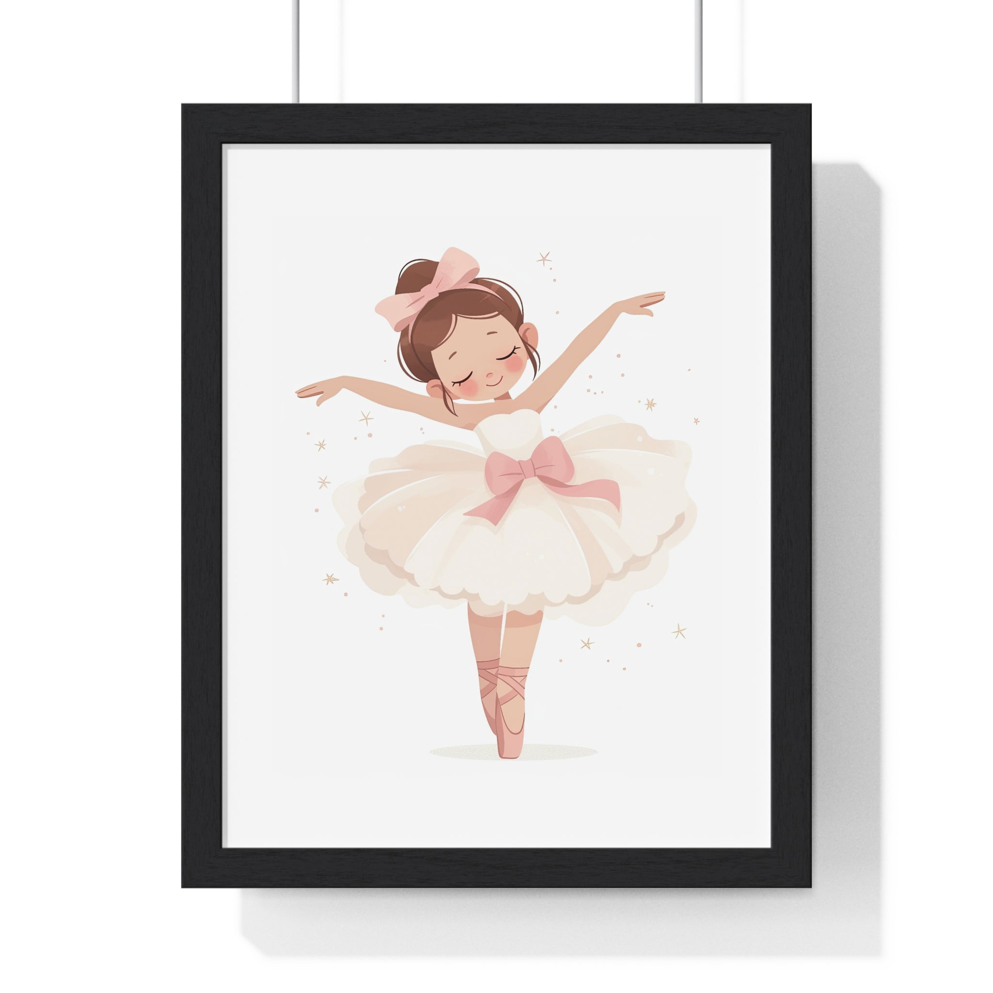 Graceful Ballerina Wooden Wall Frame – Pink Bow & Star Sparkle Edition - Gallory Hive