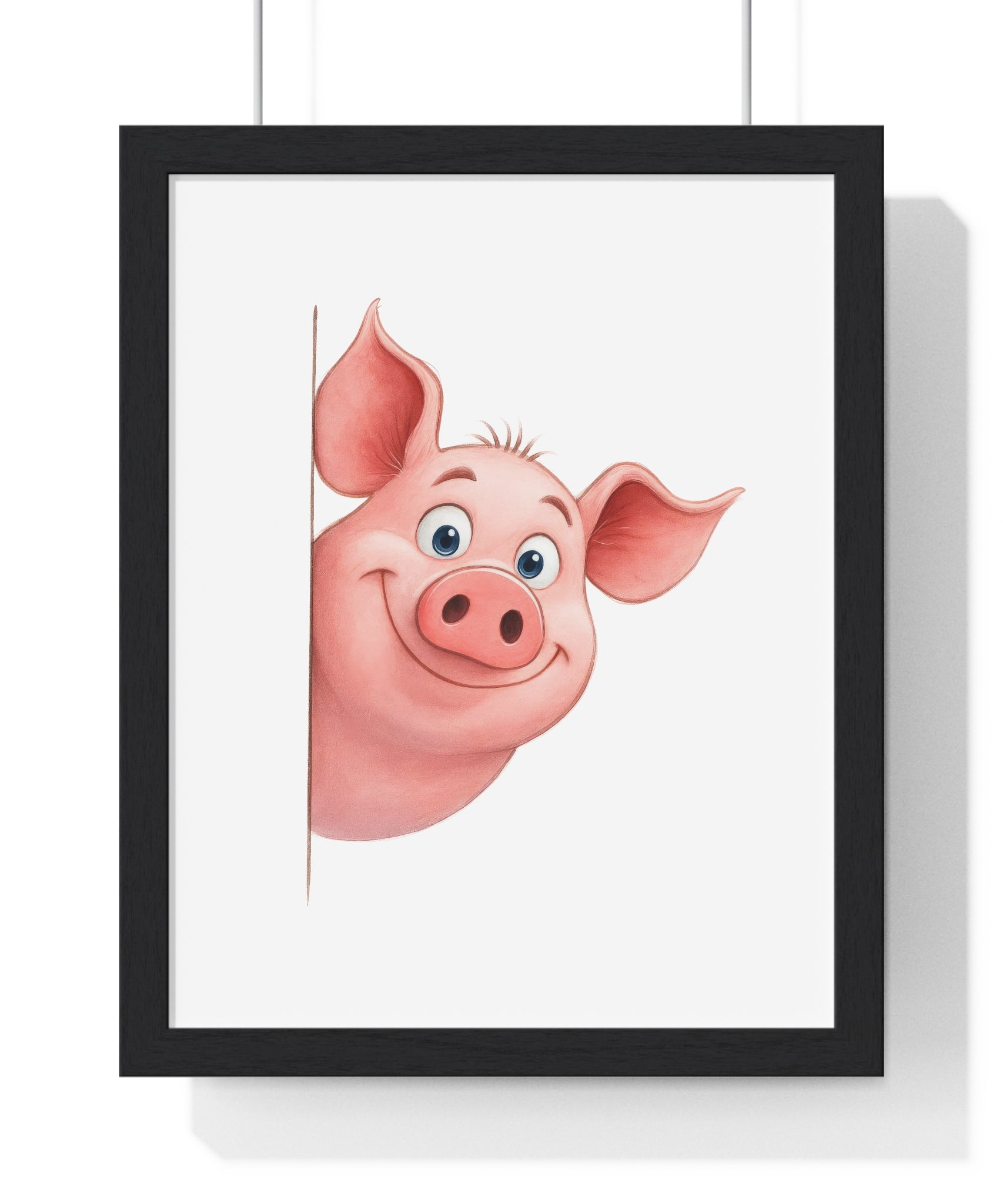 Cheerful Pig Wooden Frame Wall Décor