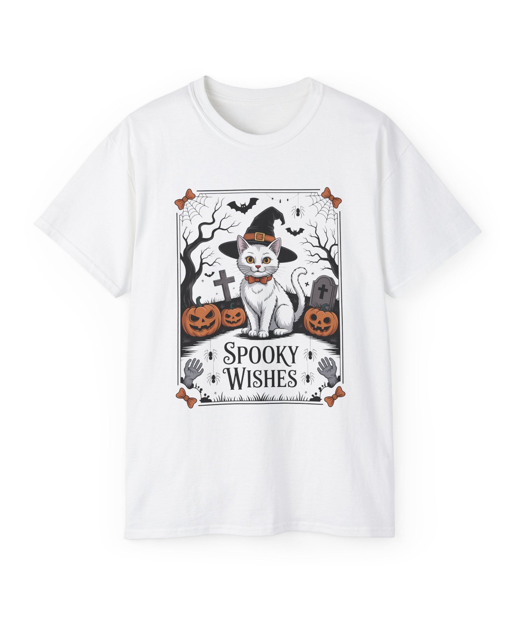 Spooky Wishes Witch Cat Halloween T-Shirt | Gallory Hive