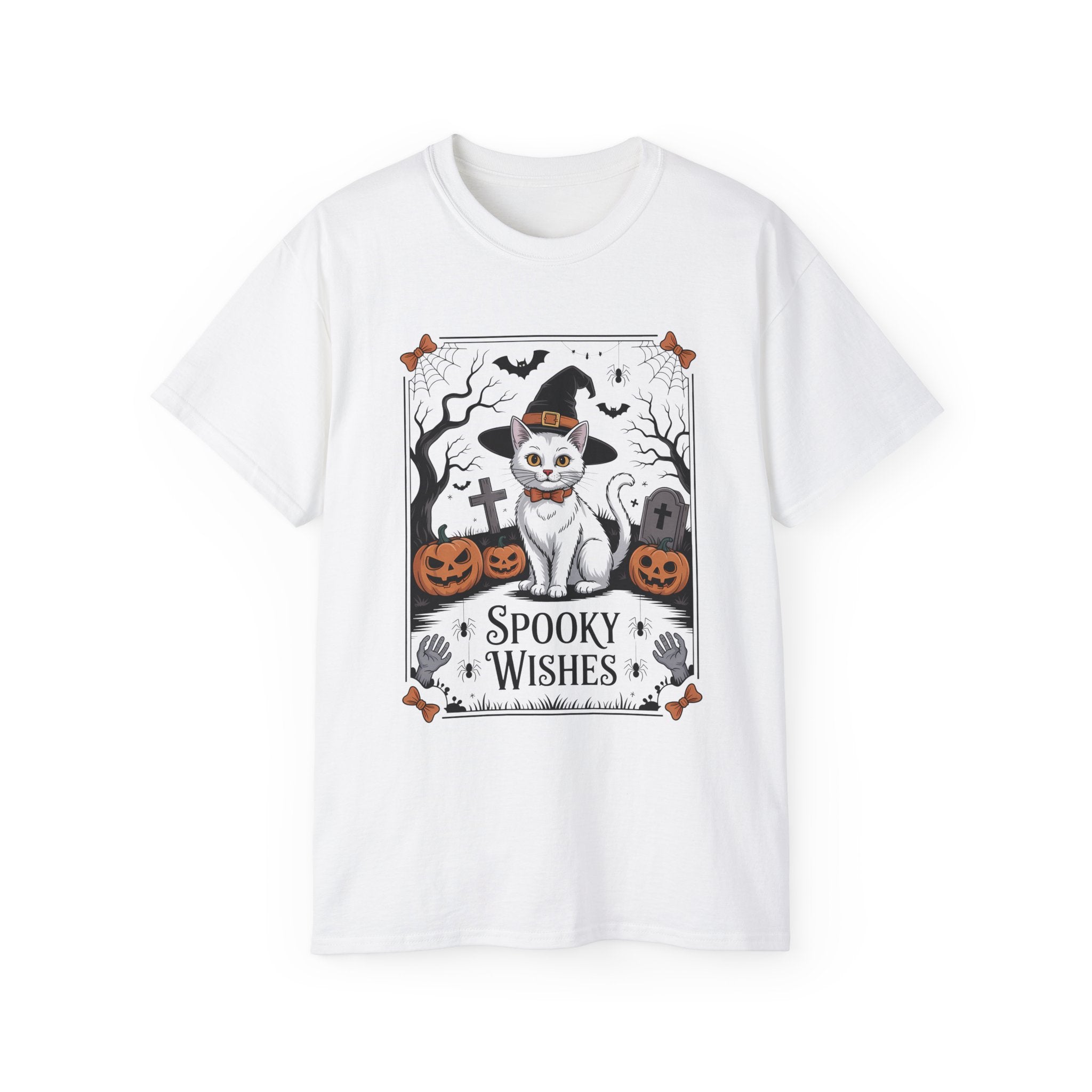 Spooky Wishes Witch Cat Halloween T-Shirt | Gallory Hive