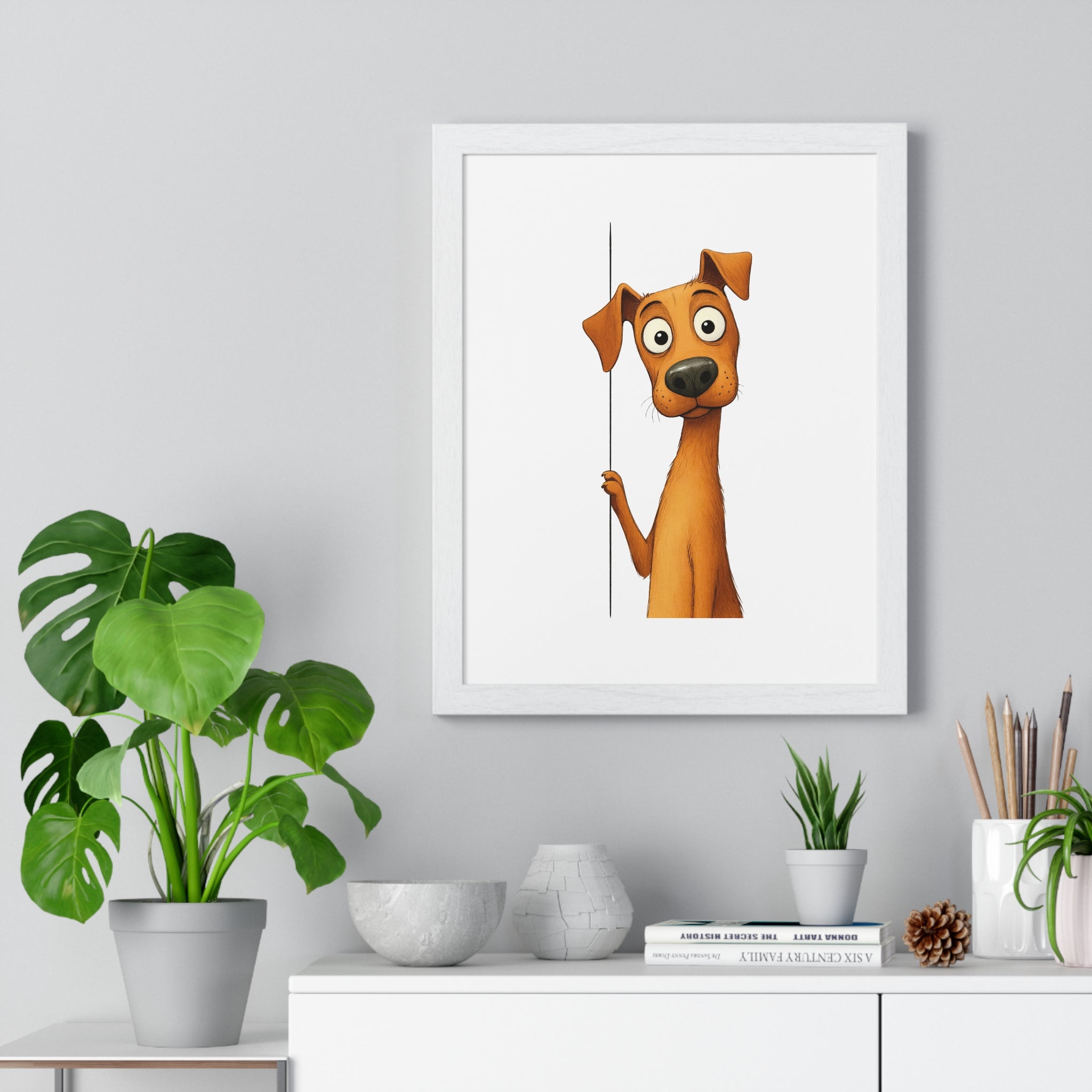 Curious Pup Wooden Wall Frame – Peekaboo Dog Art for Pet Lovers & Cozy Spaces