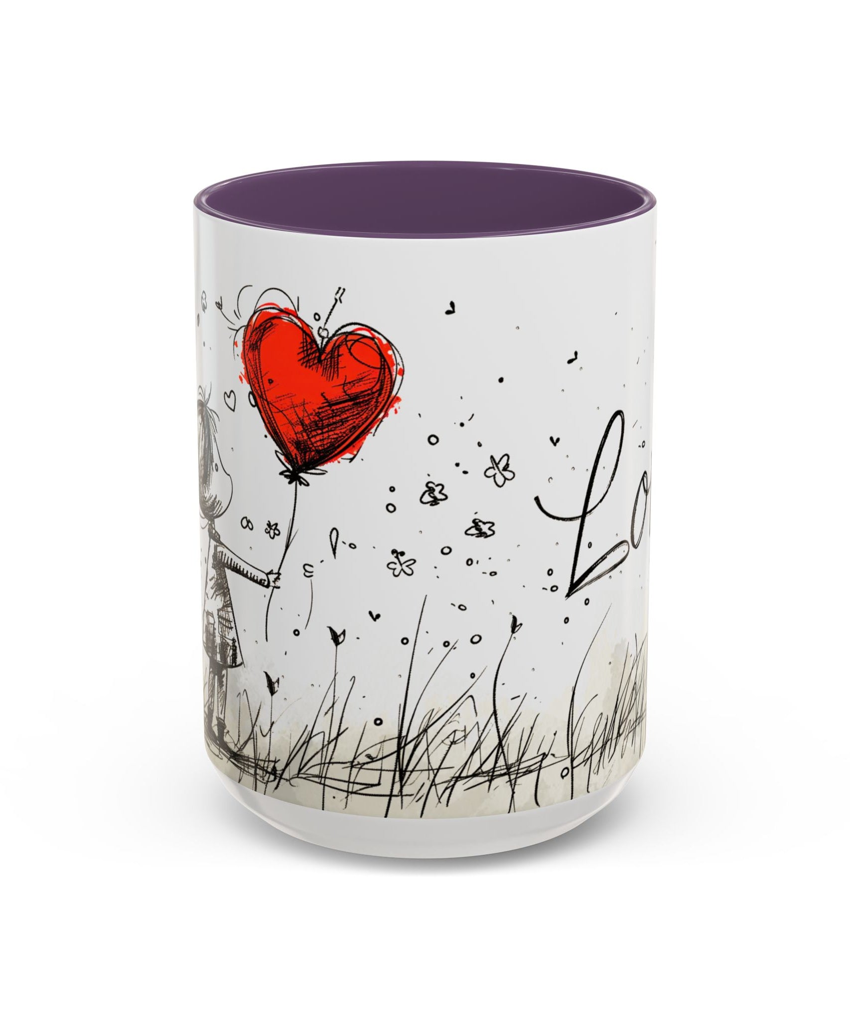 Love Heart Sketch Ceramic Coffee Mug | Gallory Hive