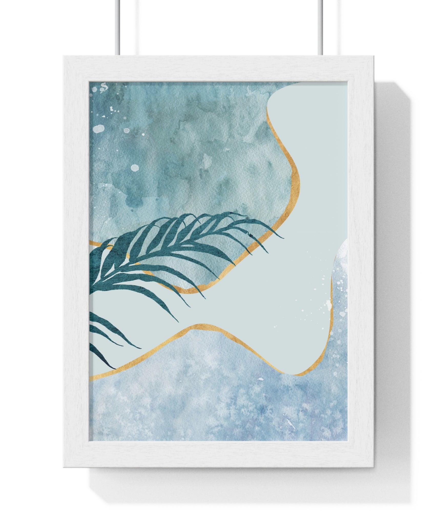 Abstract Leaf Prints on Wooden Frame – Modern Wall Art