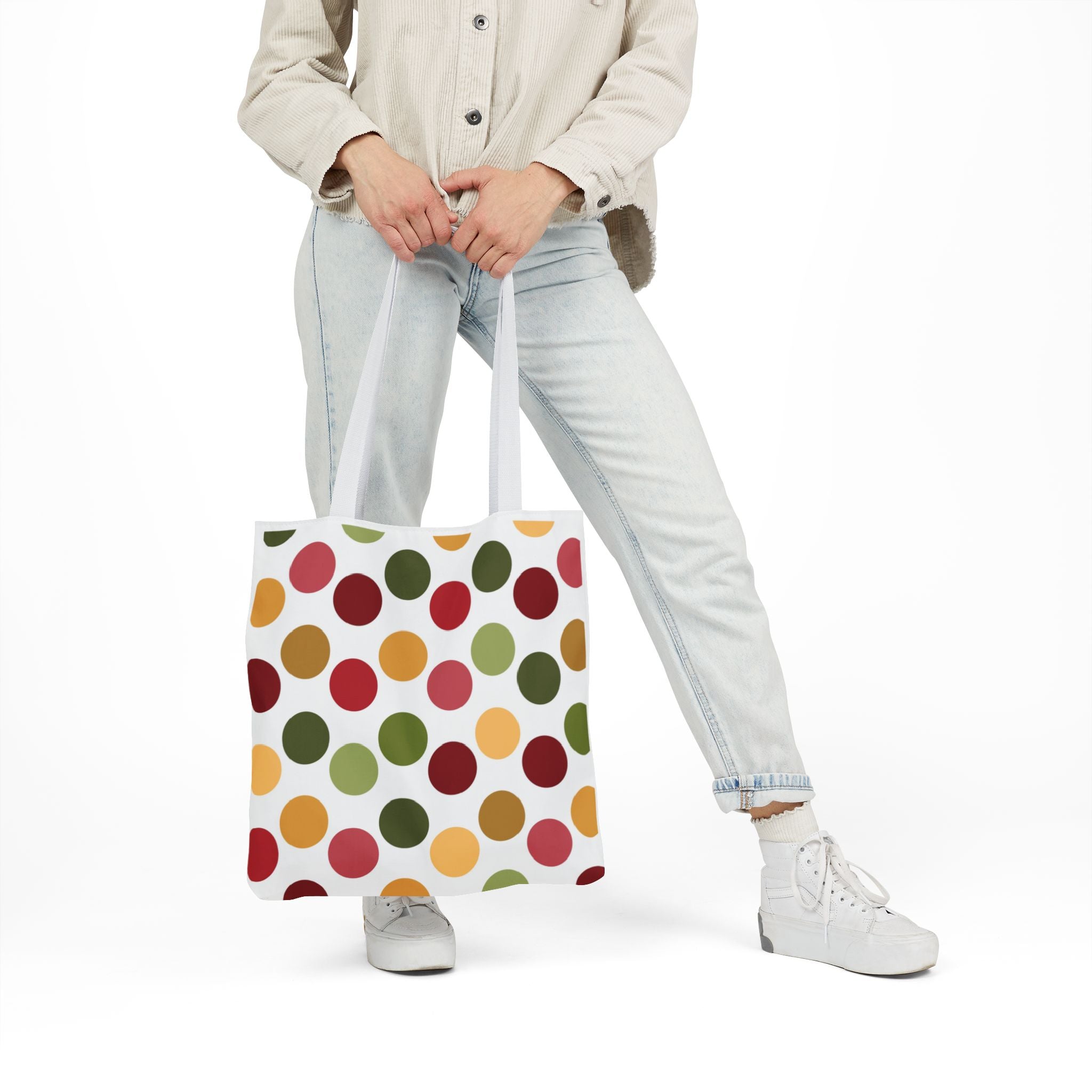 Colorful Polka Dot Canvas Tote Bag
