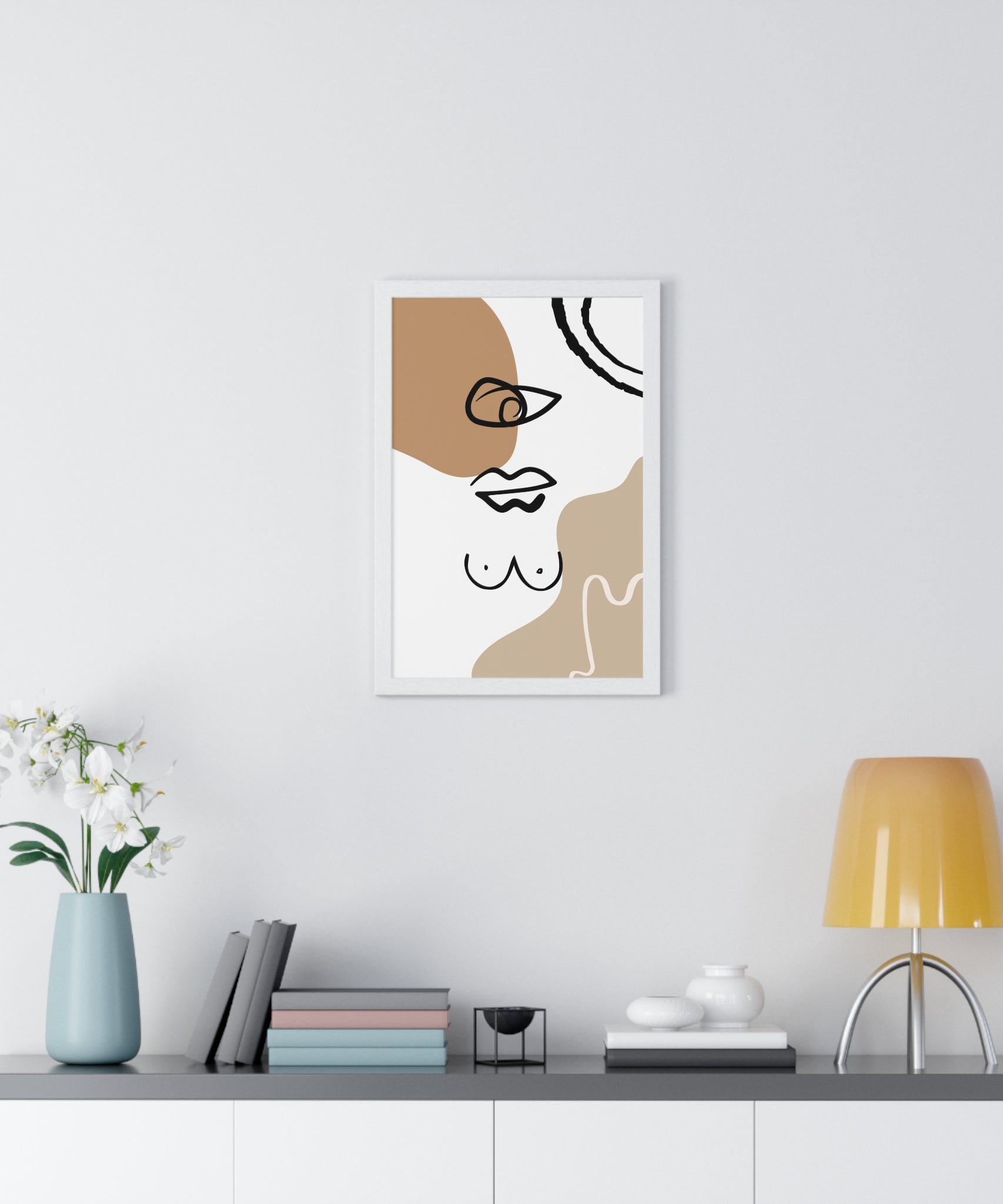 Abstract Human Form Art – Framed Line Drawing
