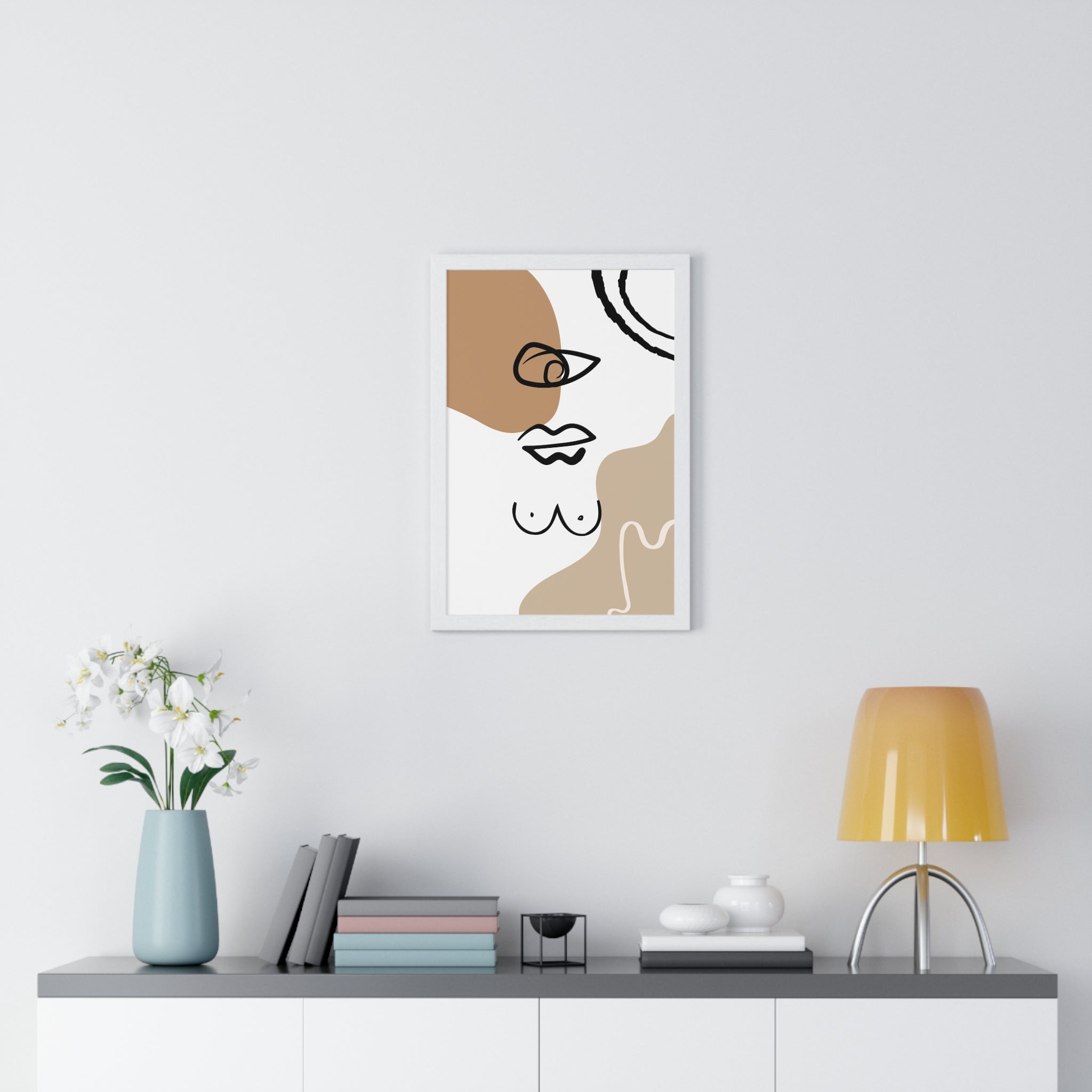 Abstract Human Form Art – Framed Line Drawing