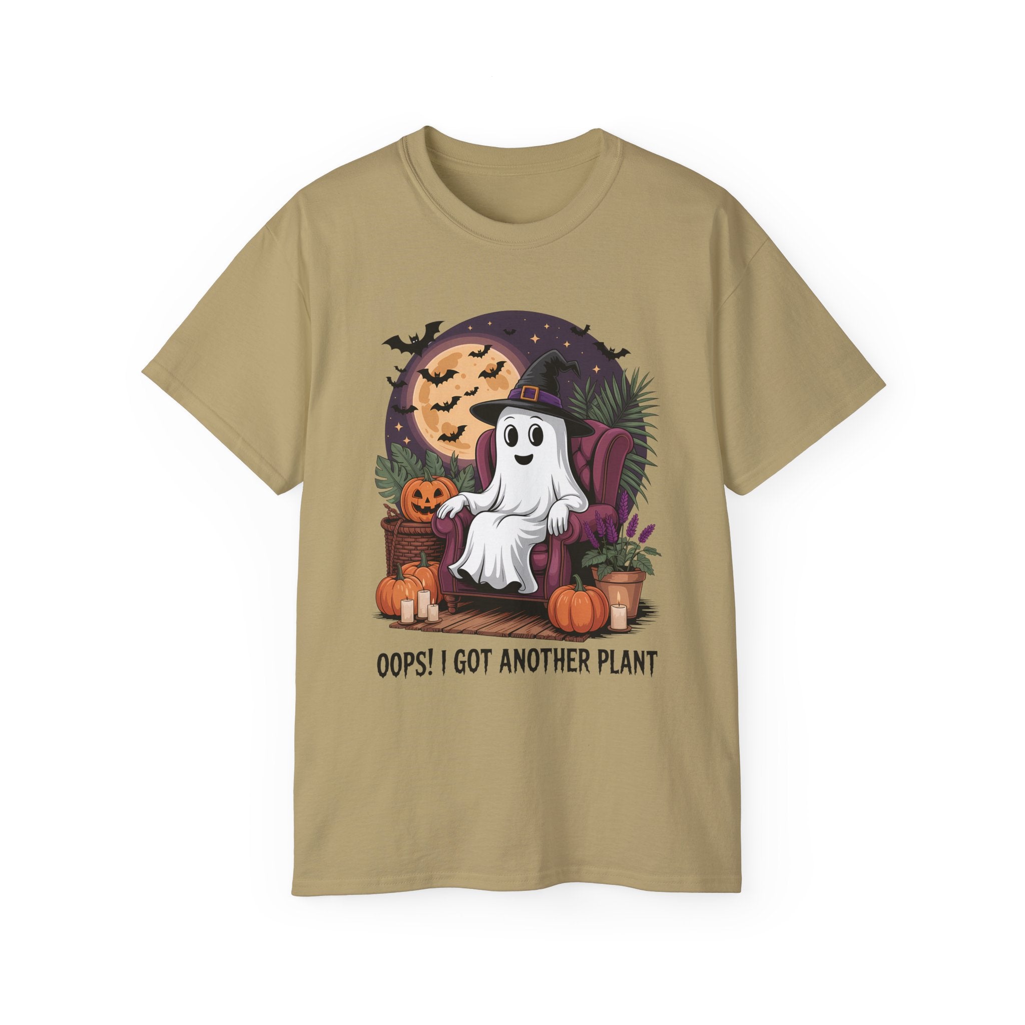 Halloween Plant Ghost Tee - Spooky Witch Design