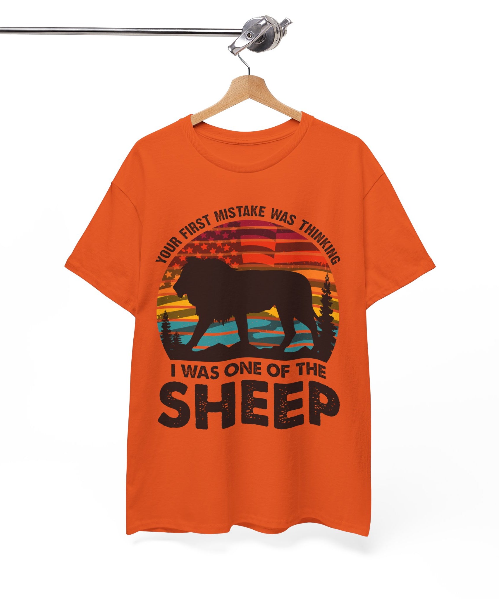 Bold Lion Tee with USA Flag Sunset | Gallory Hive