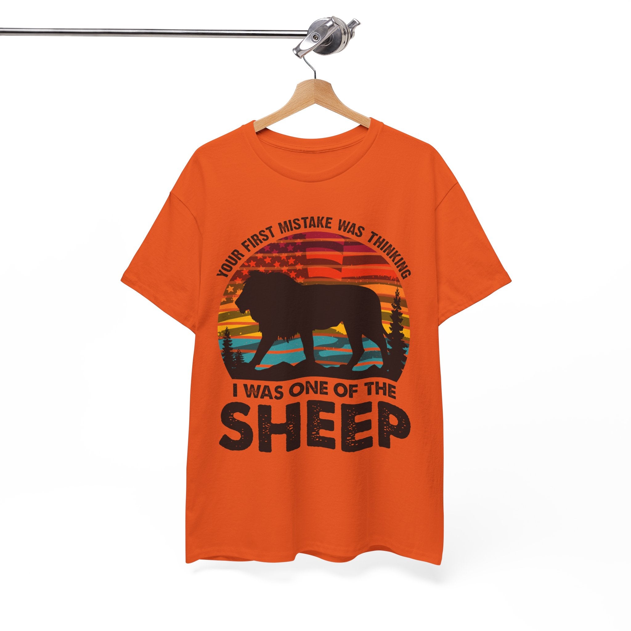 Bold Lion Tee with USA Flag Sunset | Gallory Hive