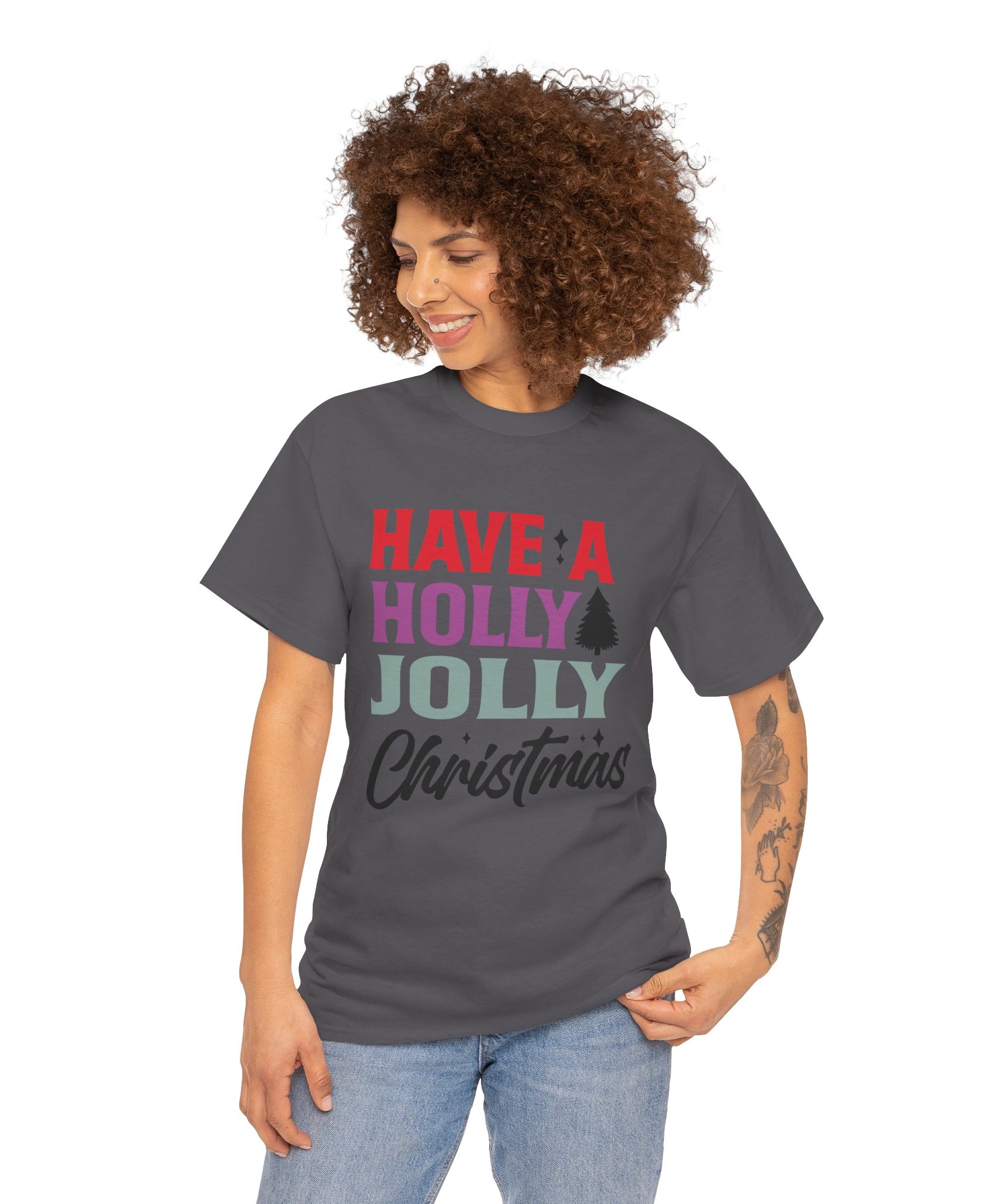 Festive Holly Jolly Christmas Graphic Tee | Gallory Hive