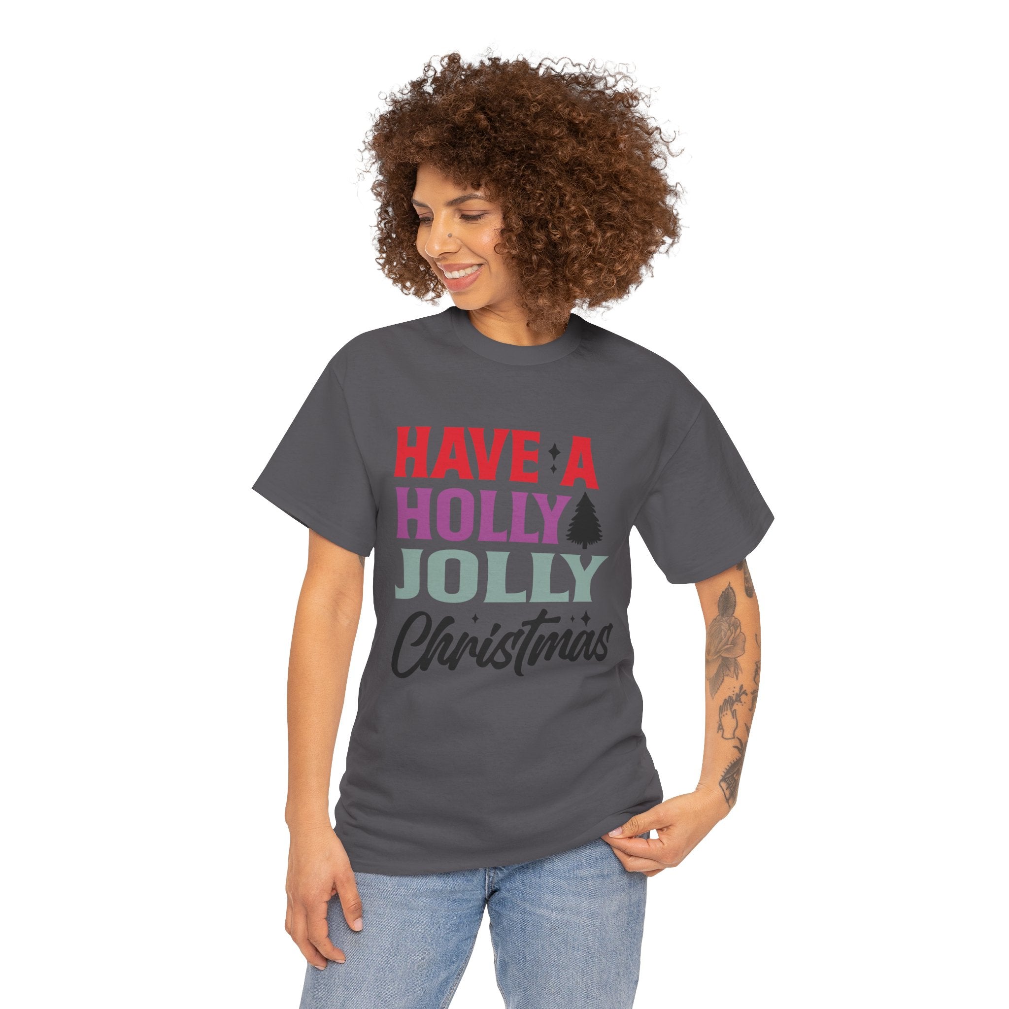 Festive Holly Jolly Christmas Graphic Tee | Gallory Hive