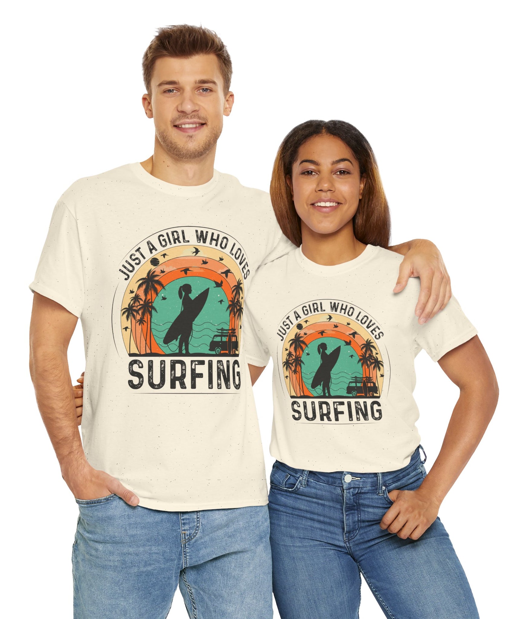 Beach Girl Surfing Retro Tee