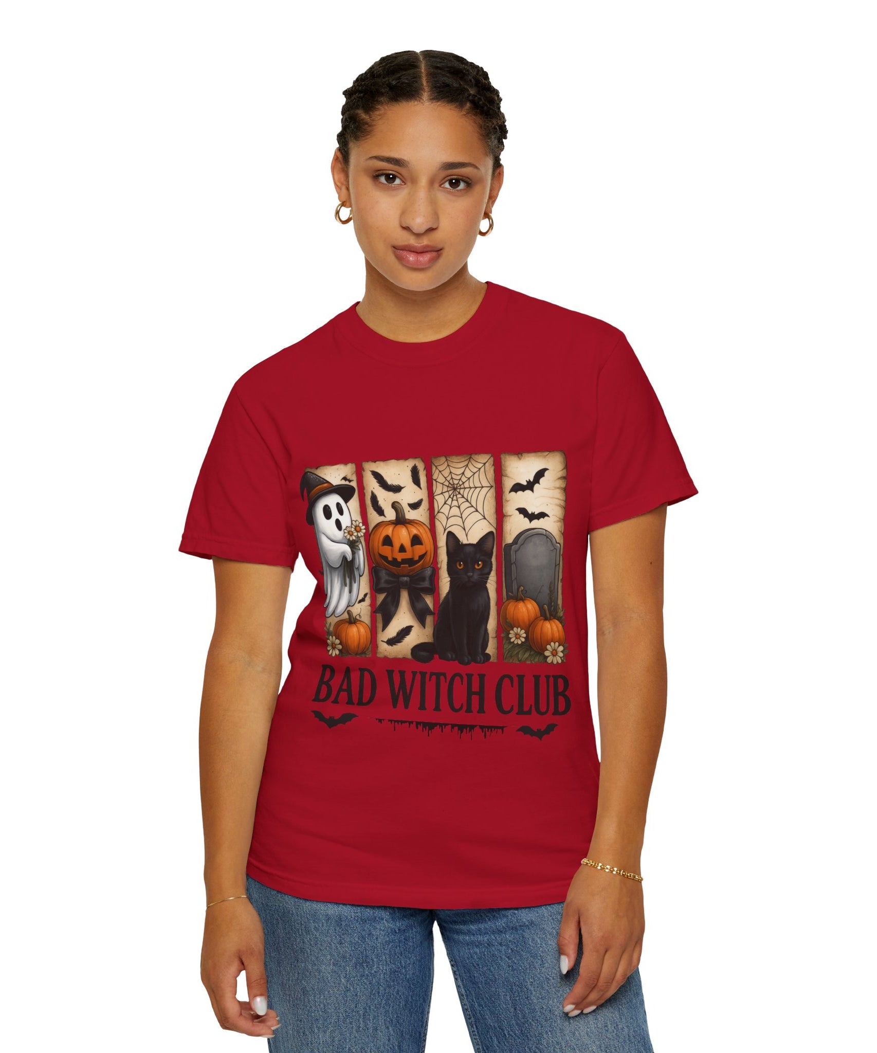 Bad Witch Club Halloween T-Shirt – Cute Ghost, Black Cat, Pumpkin & Spooky Gothic Design - Gallory Hive