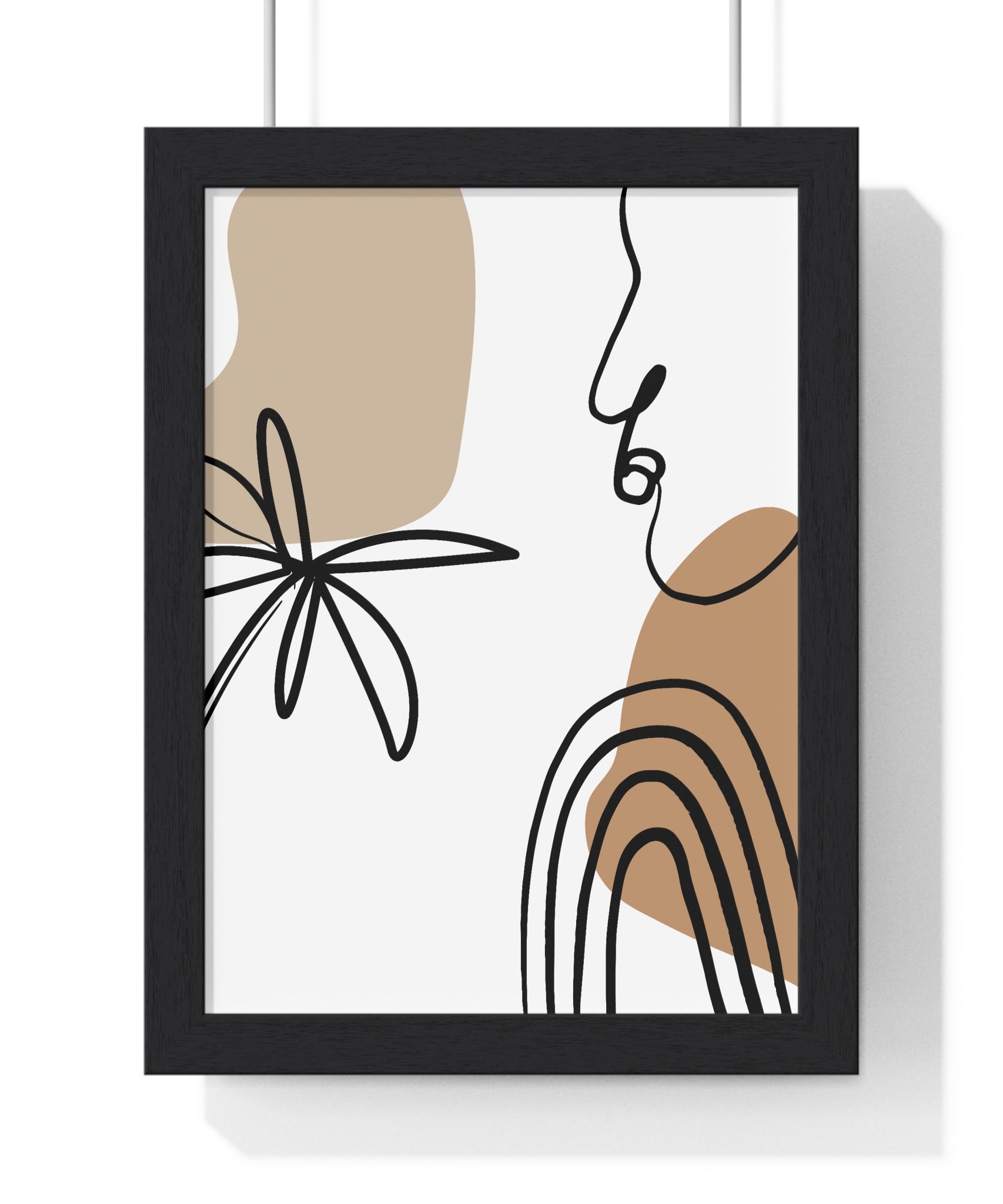 Abstract Face & Floral Art – Wooden Framed Poster