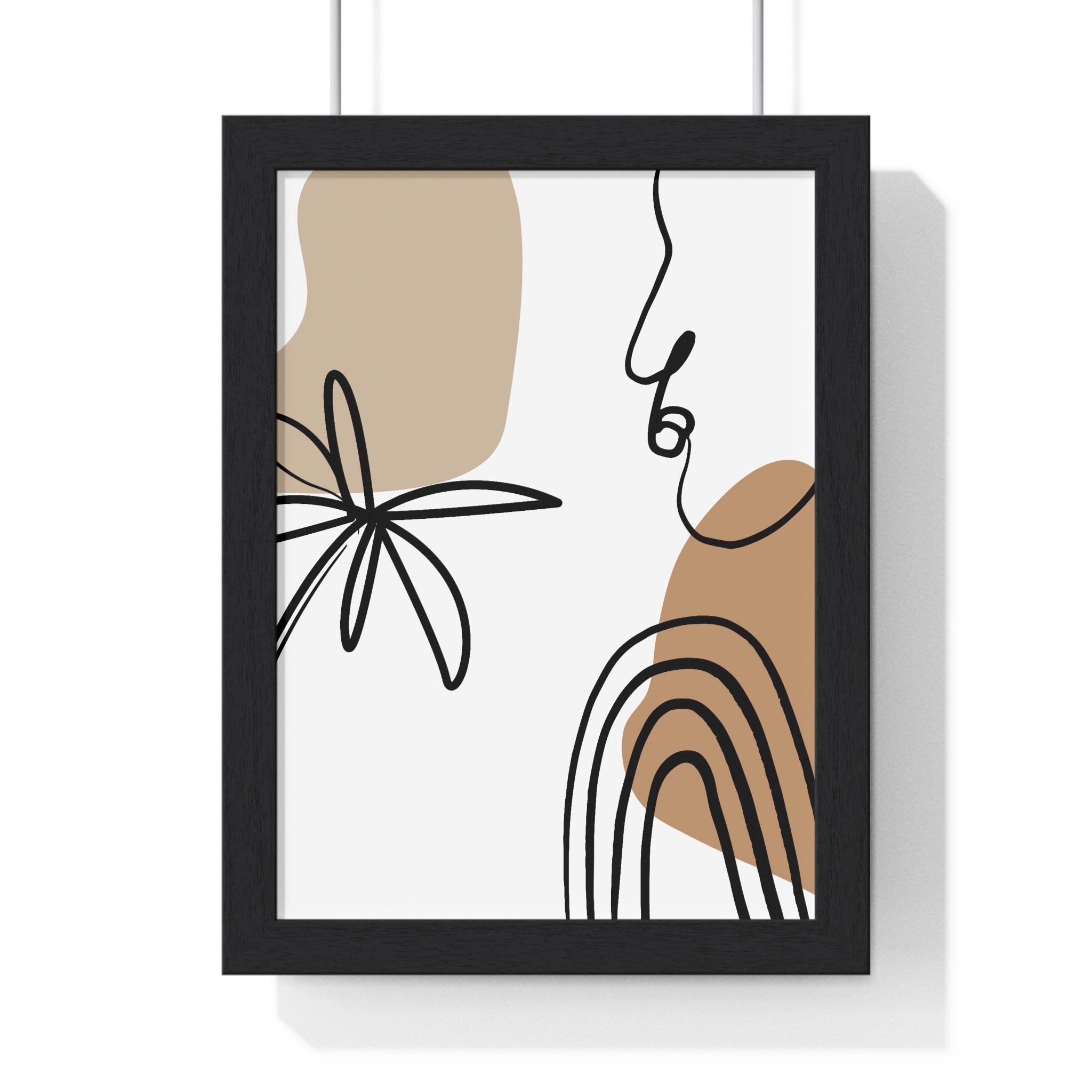 Abstract Face & Floral Art – Wooden Framed Poster