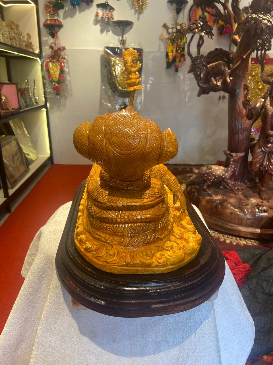 Handmade Anantha Shayanam God Padmanabha Wooden Sculpture | Gallory Hive
