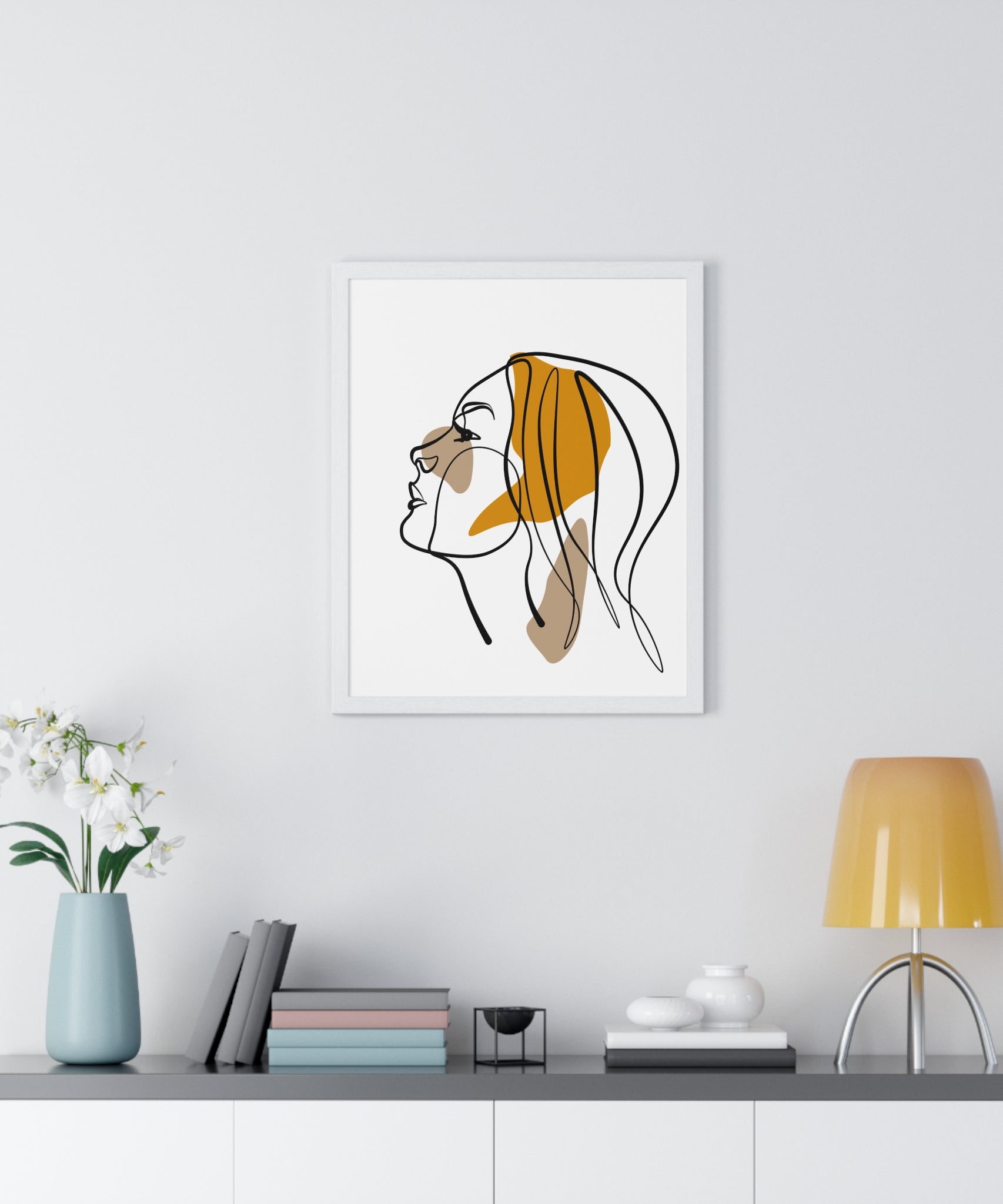 Abstract Woman Face Art – Framed Minimalist Print