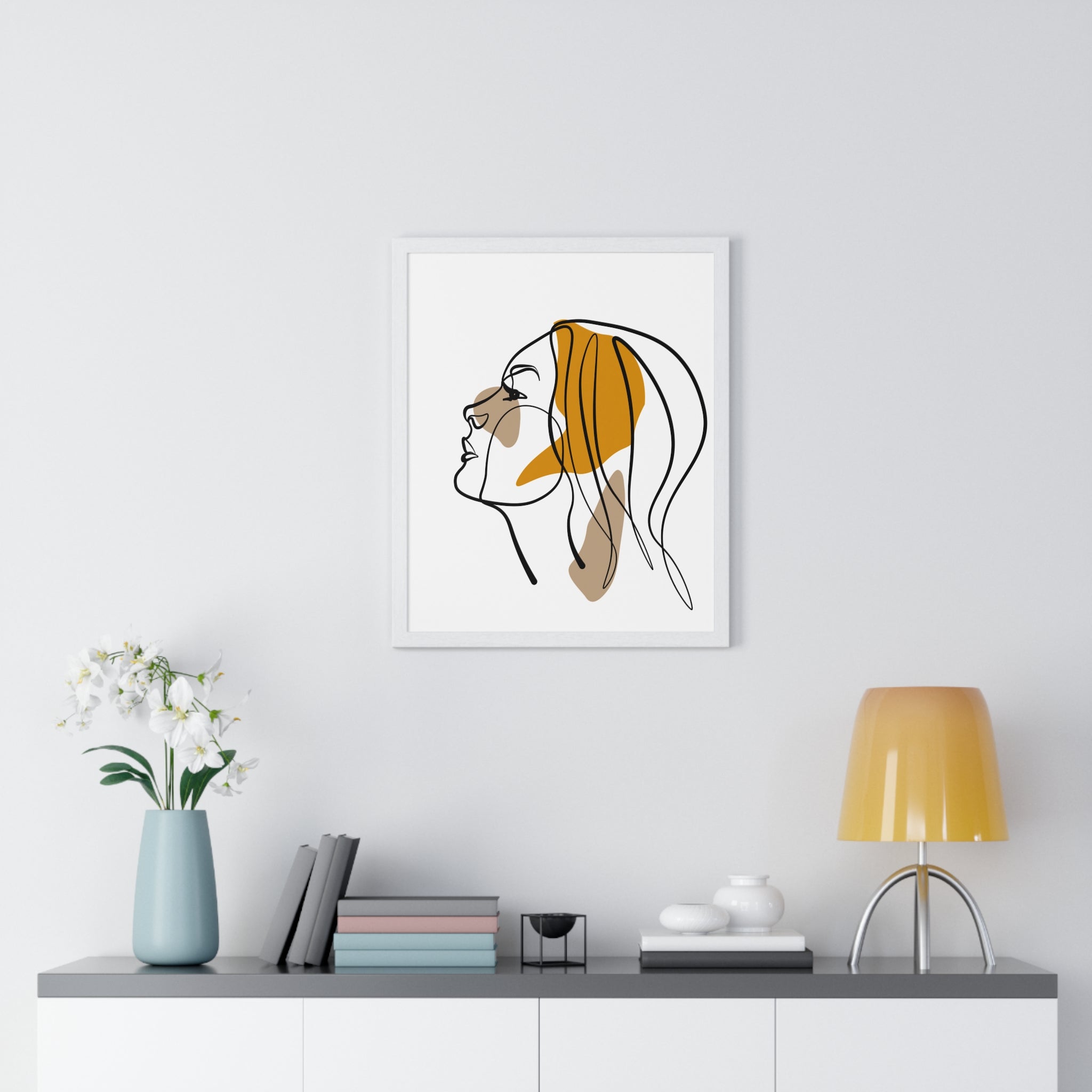 Abstract Woman Face Art – Framed Minimalist Print