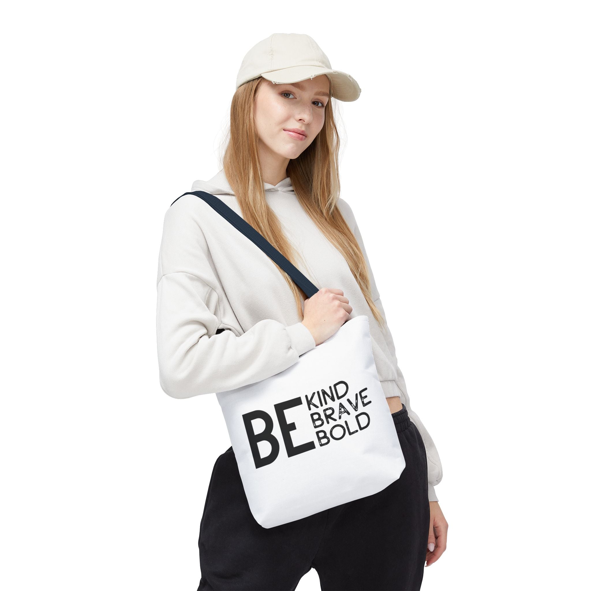 Inspirational Tote Bag - Be Kind Brave Bold - Eco-Friendly Carryall