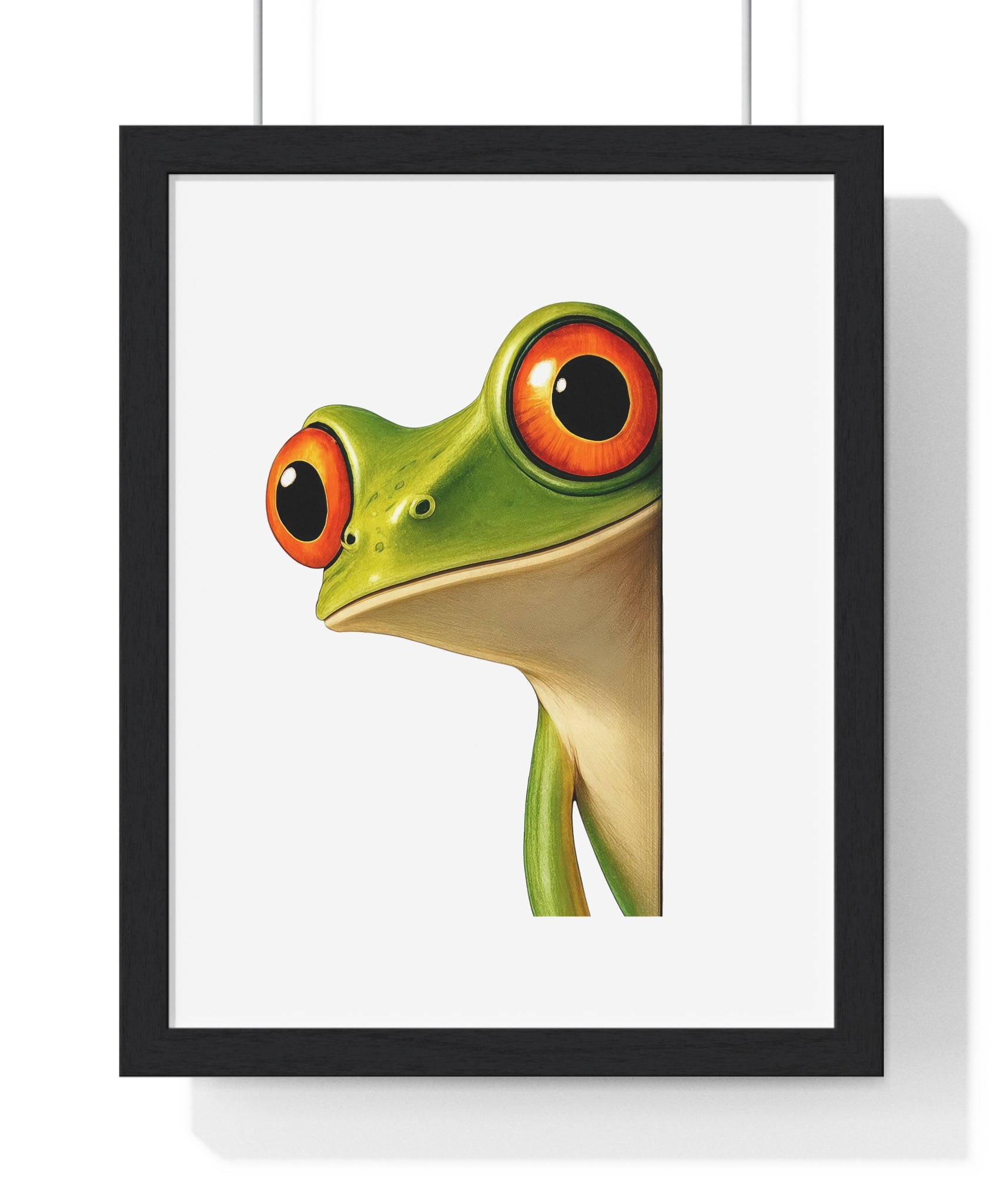 Wide-Eyed Wonder Frog Wooden Wall Frame – Whimsical Peekaboo Art for Nature Lovers & Kids' Spaces