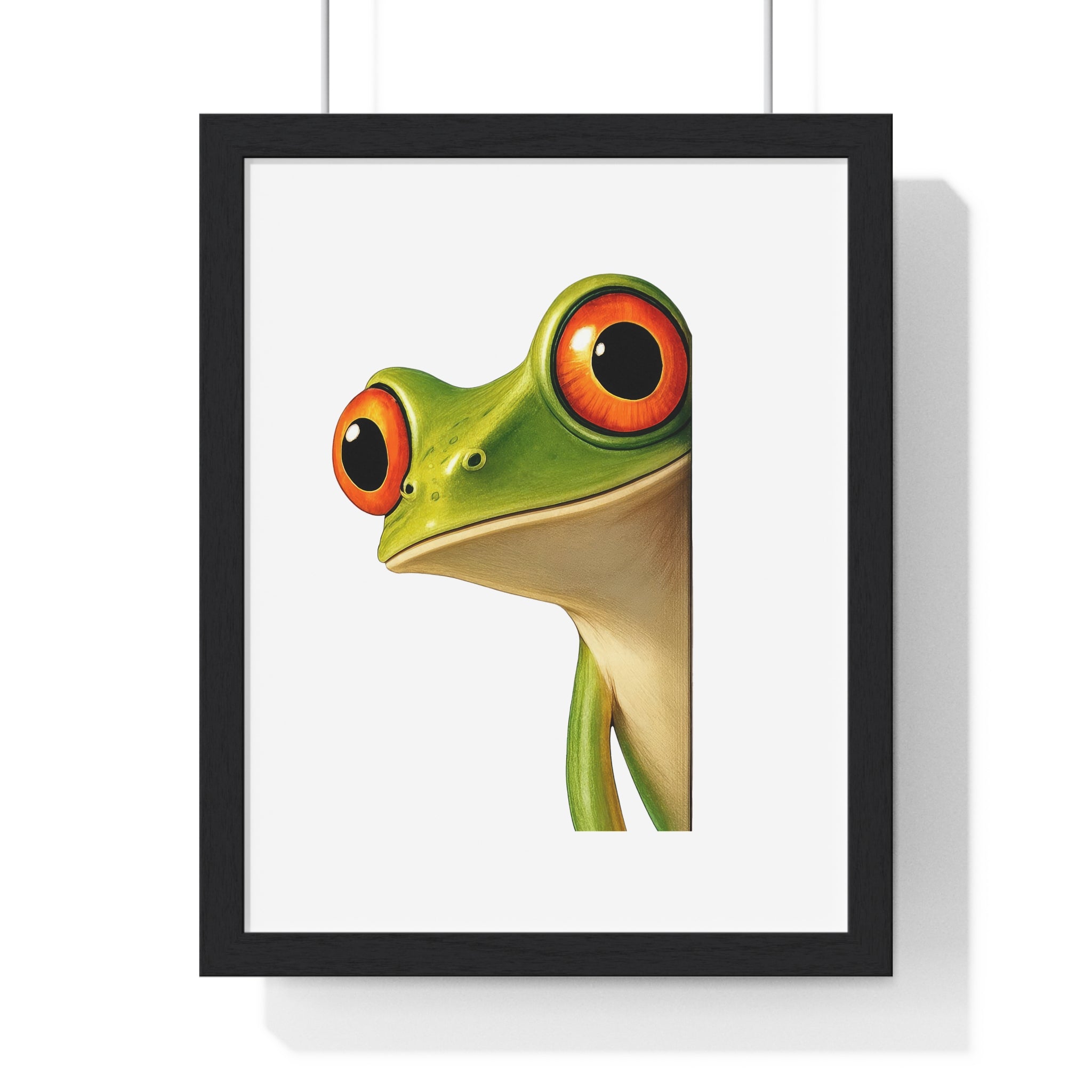 Wide-Eyed Wonder Frog Wooden Wall Frame – Whimsical Peekaboo Art for Nature Lovers & Kids' Spaces