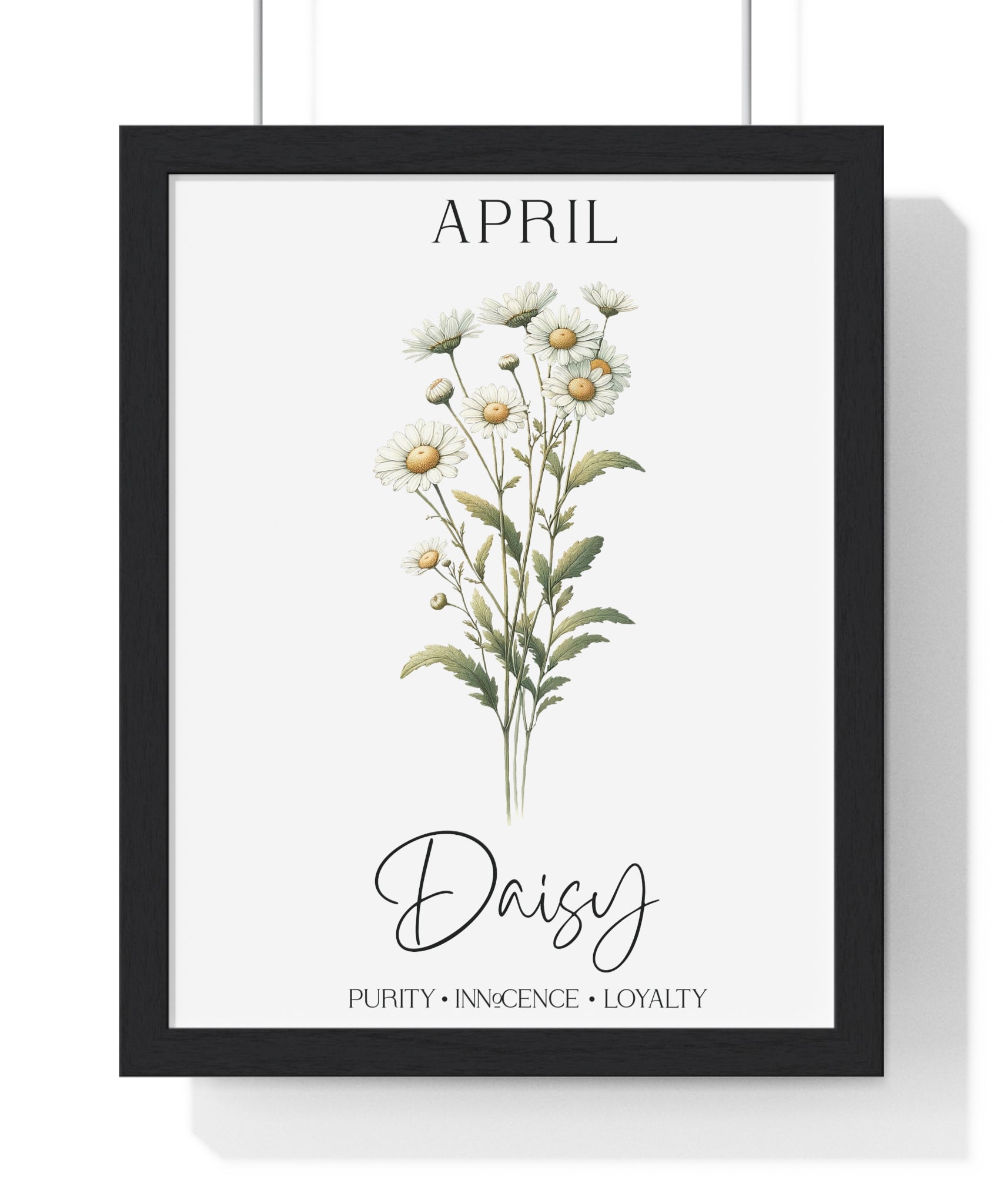 April Birth Month Flower Wooden Framed Wall Art - Daisy