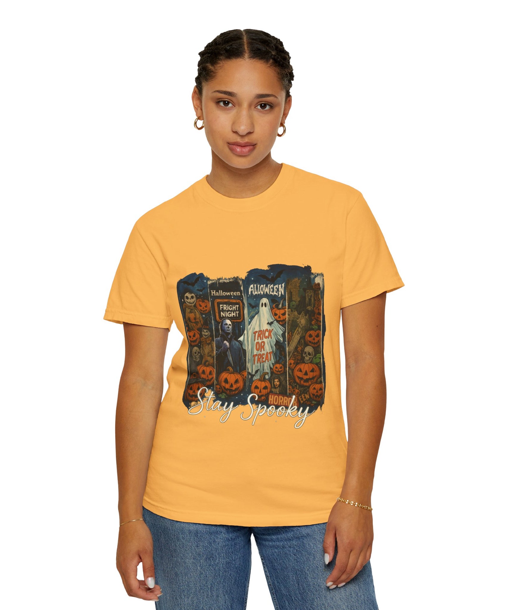 Stay Spooky Halloween Horror T-Shirt – Retro Slasher, Ghost, Pumpkins & Fright Night Design - Gallory Hive