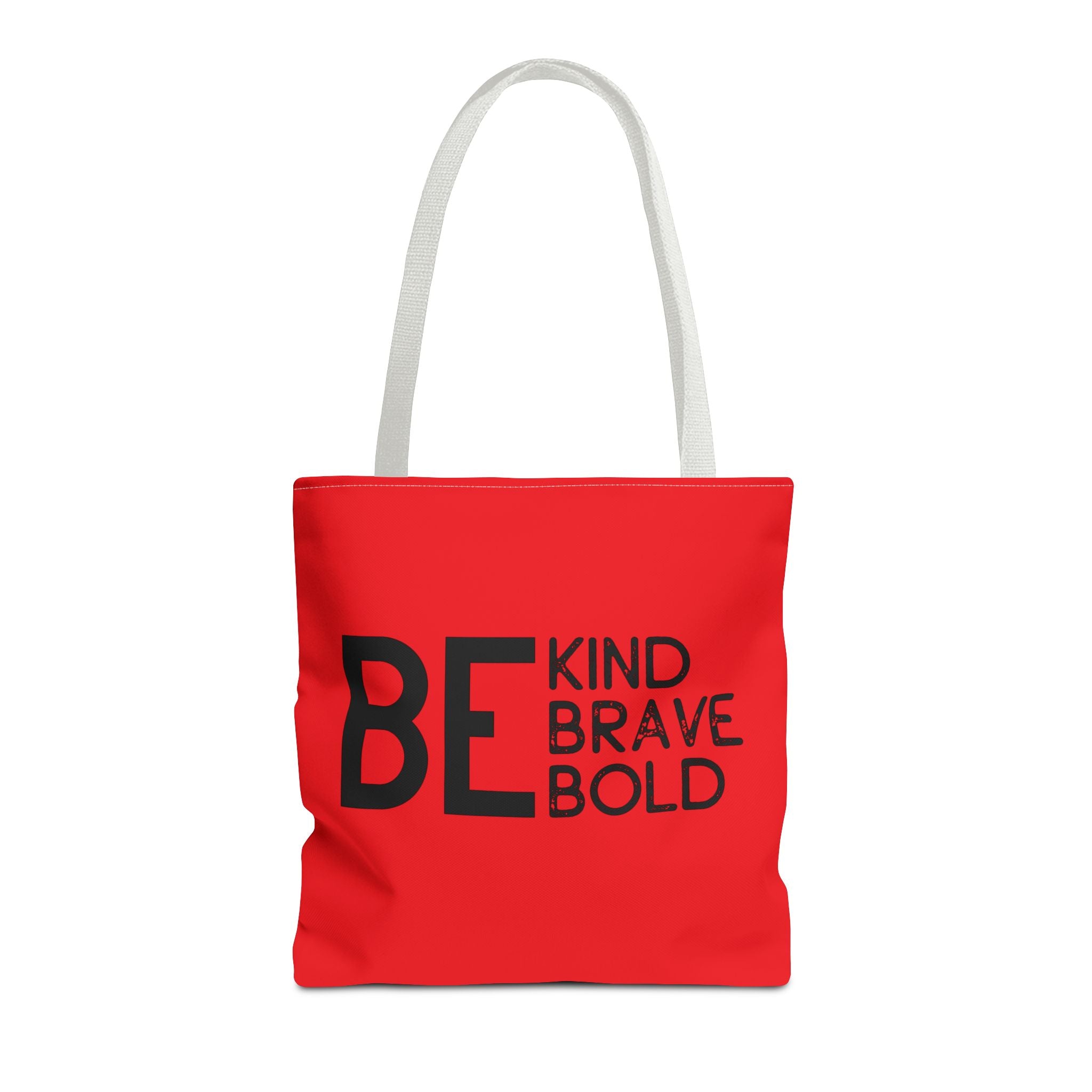 Inspirational Tote Bag - Be Kind Brave Bold - Eco-Friendly Carryall - Red