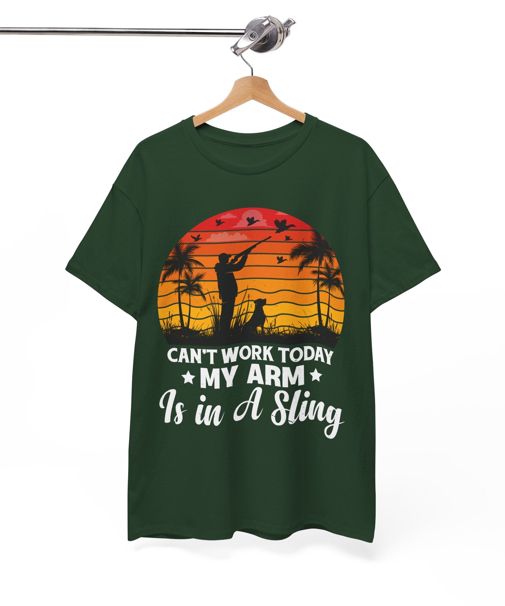 Hunter & Dog Tee – Retro Sunset Scene | Gallory Hive