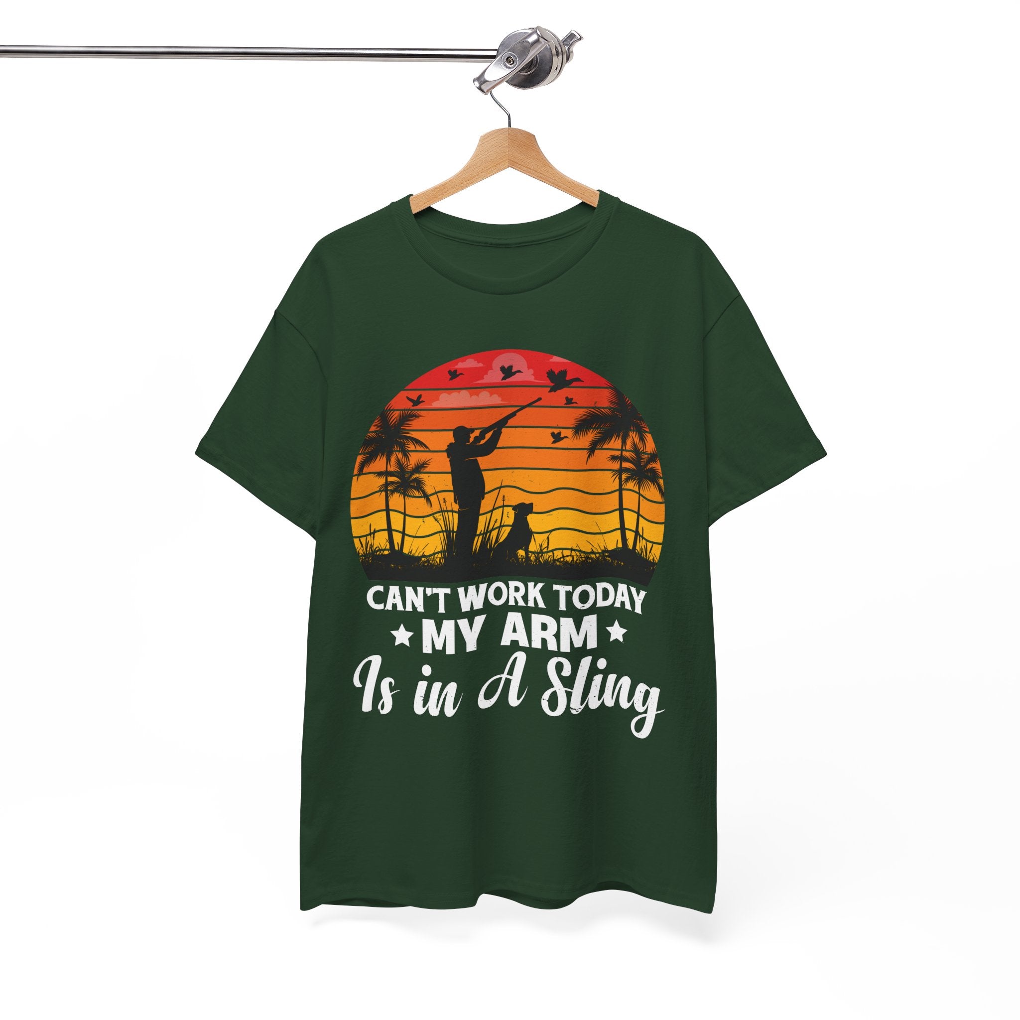 Hunter & Dog Tee – Retro Sunset Scene | Gallory Hive