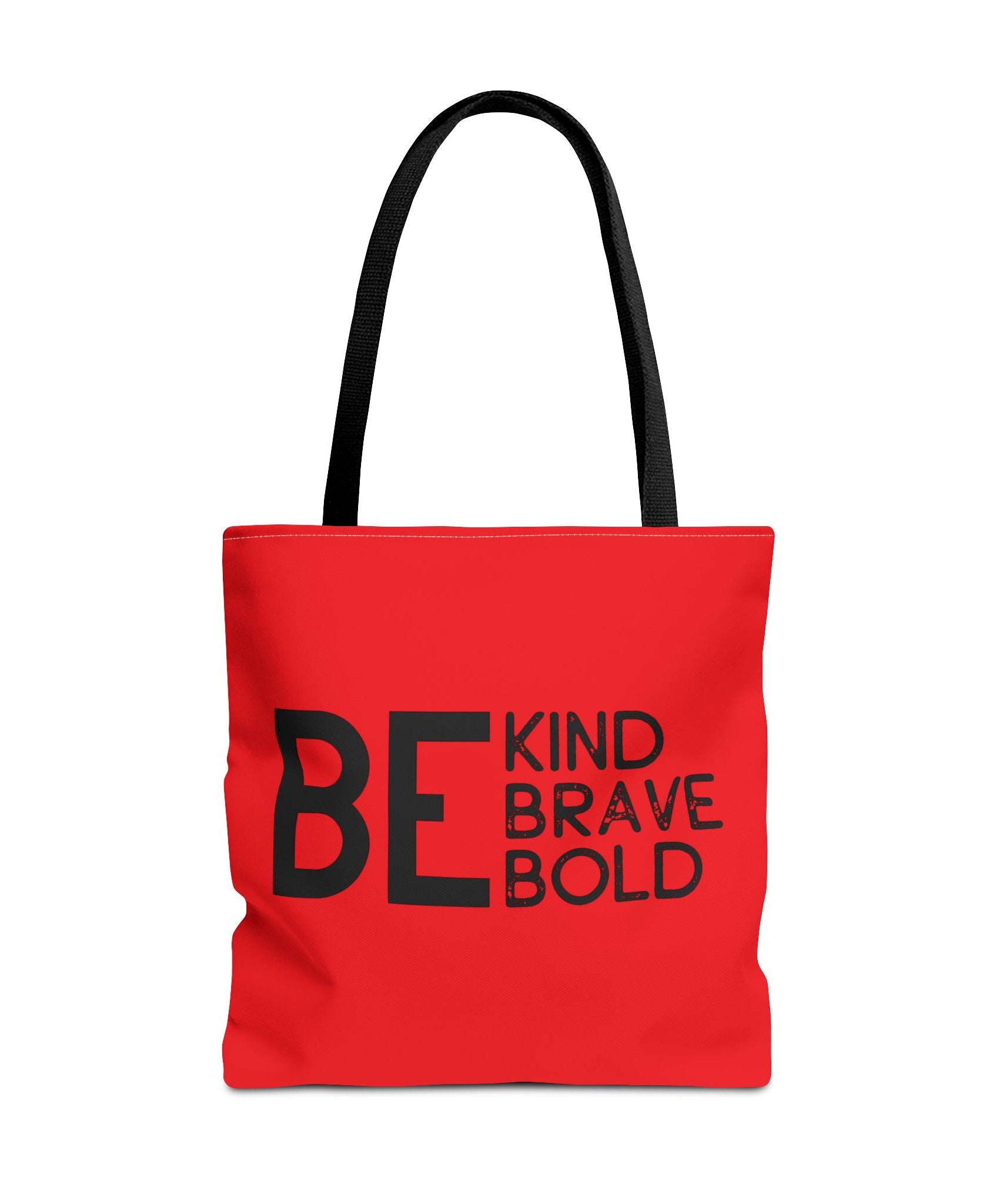 Inspirational Tote Bag - Be Kind Brave Bold - Eco-Friendly Carryall - Red
