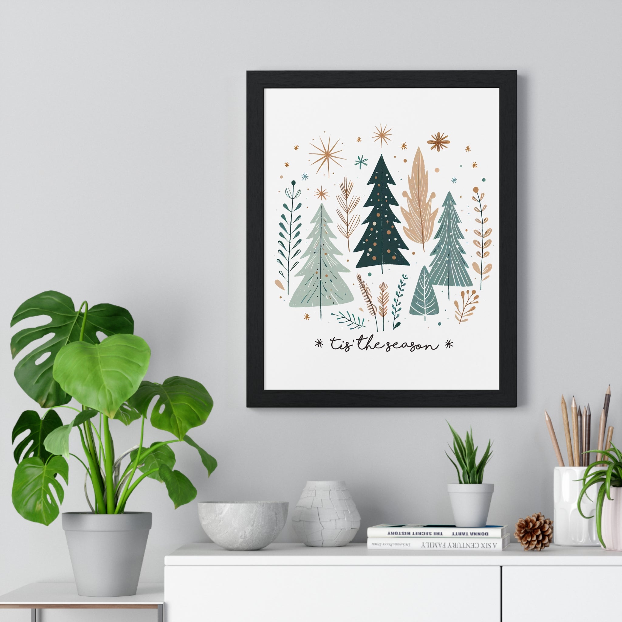 Tis the Season Holiday Tree Framed Wall Art