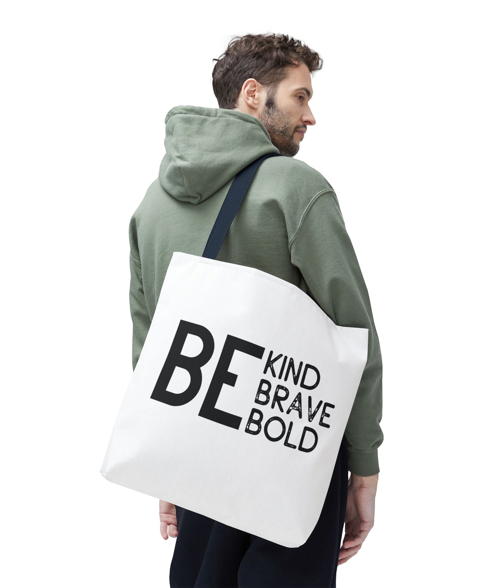 Inspirational Tote Bag - Be Kind Brave Bold - Eco-Friendly Carryall