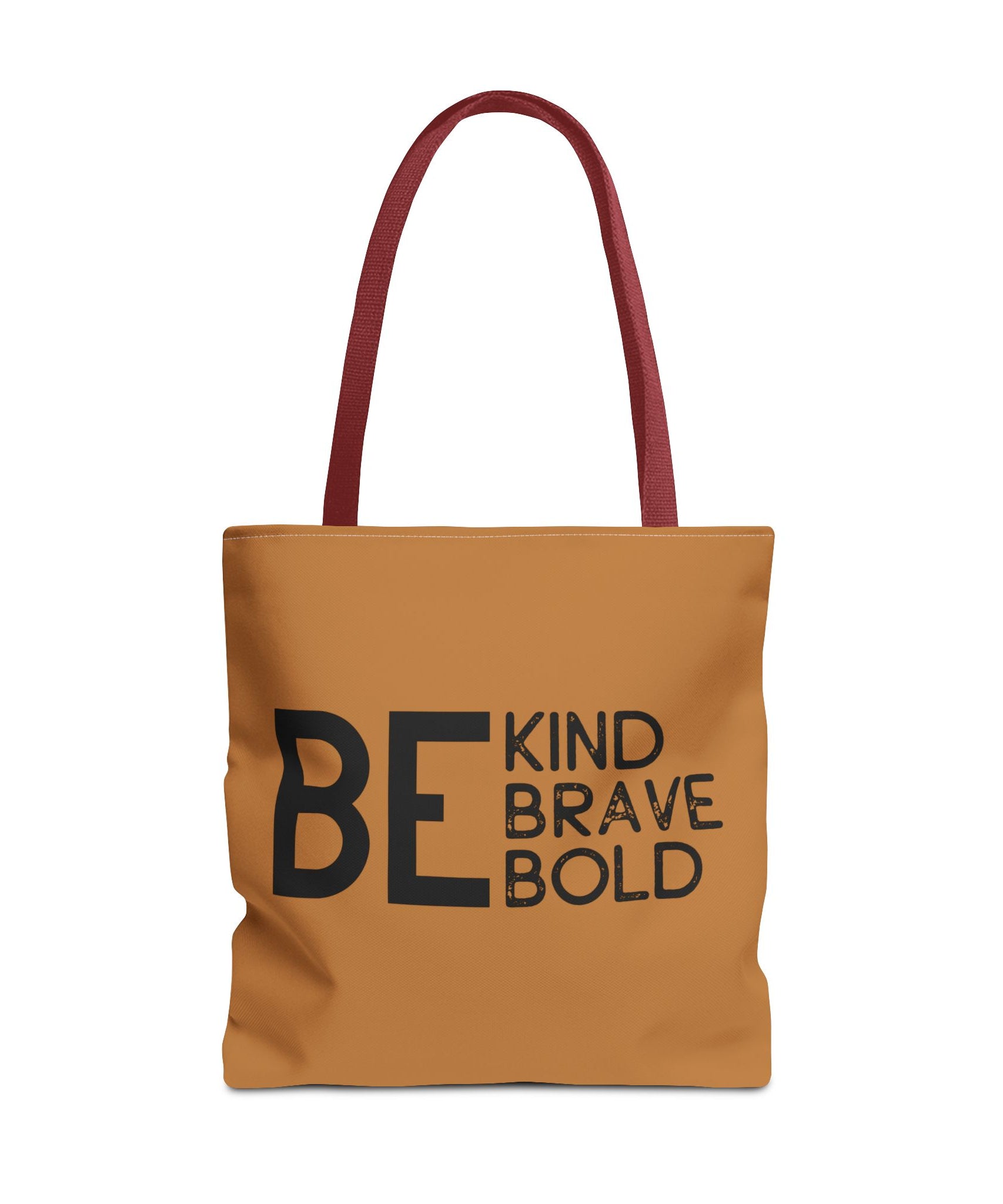 Inspirational Tote Bag - Be Kind Brave Bold - Eco-Friendly Carryall - Light Brown