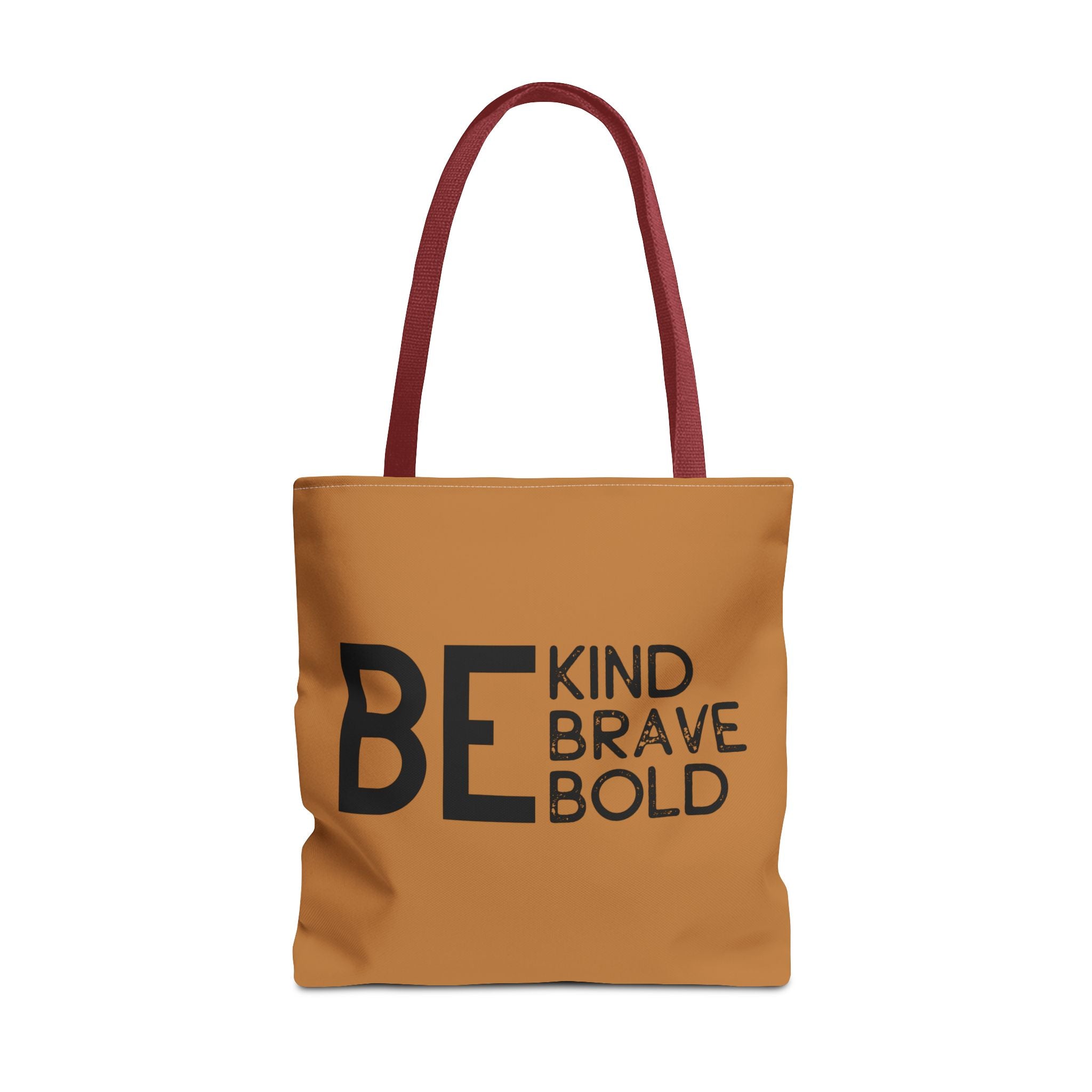 Inspirational Tote Bag - Be Kind Brave Bold - Eco-Friendly Carryall - Light Brown