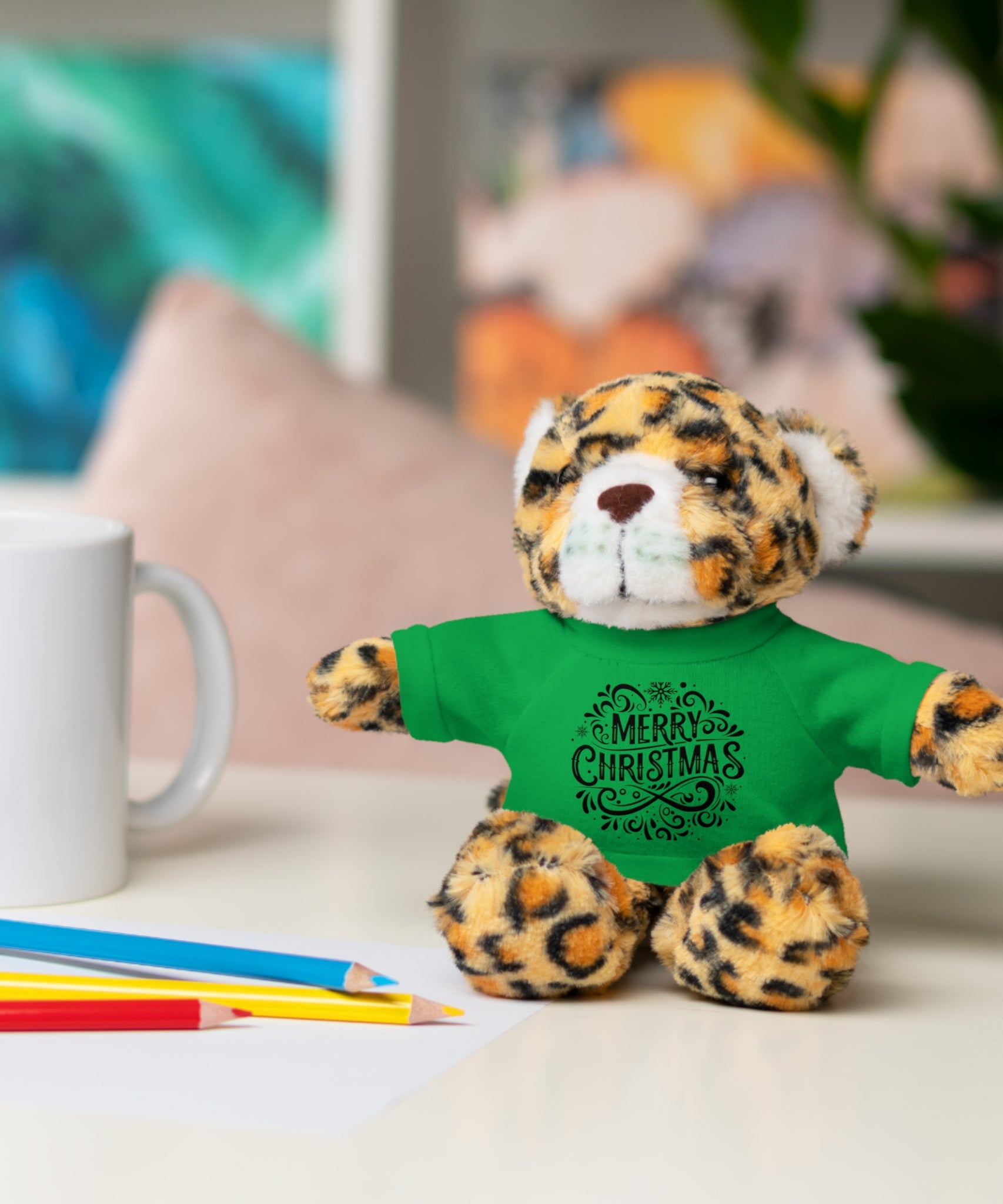 Festive Merry Christmas Stuffed Jaguar | Gallory Hive