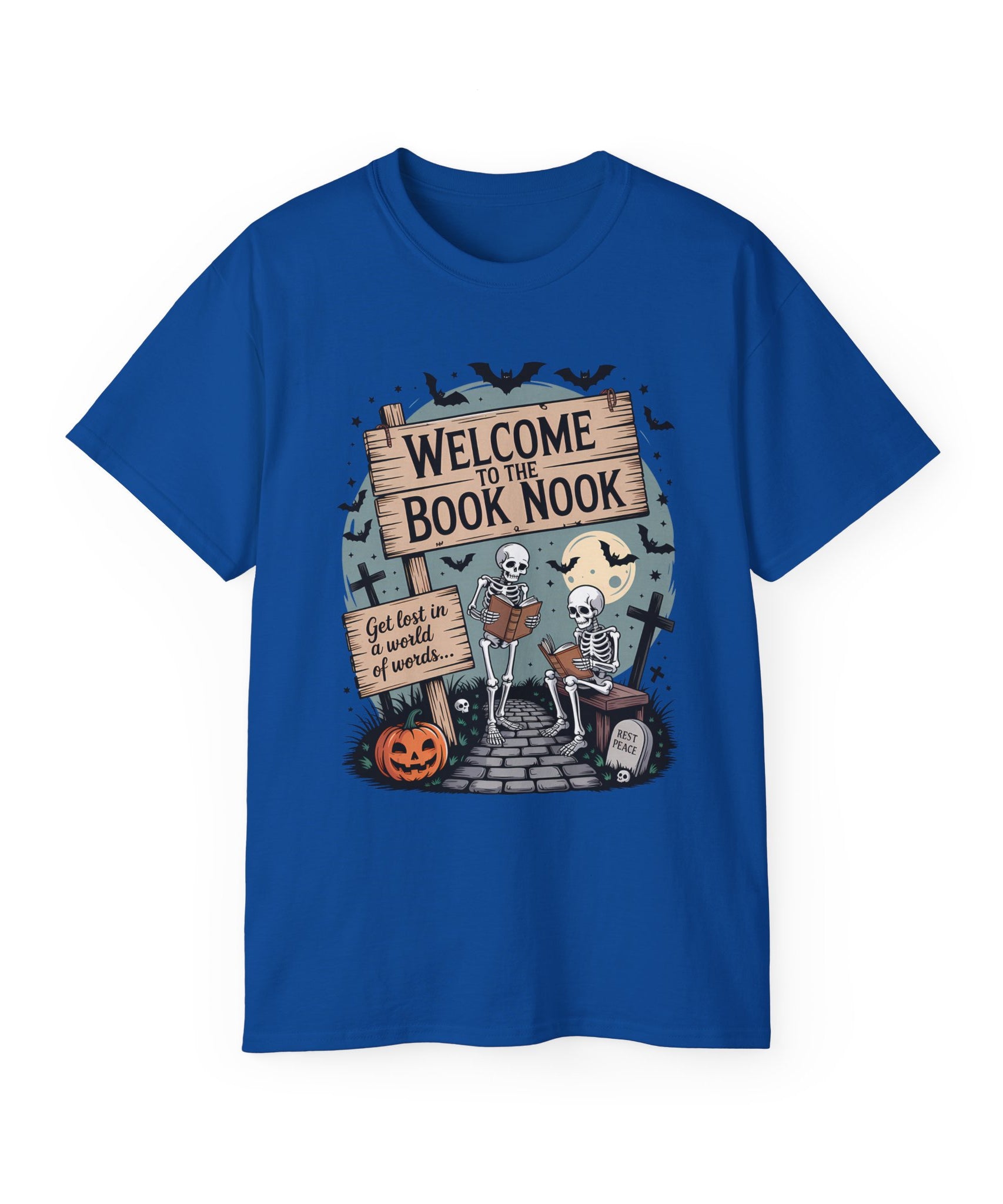 Welcome Book Nook Halloween Skeleton Tee | Gallory Hive
