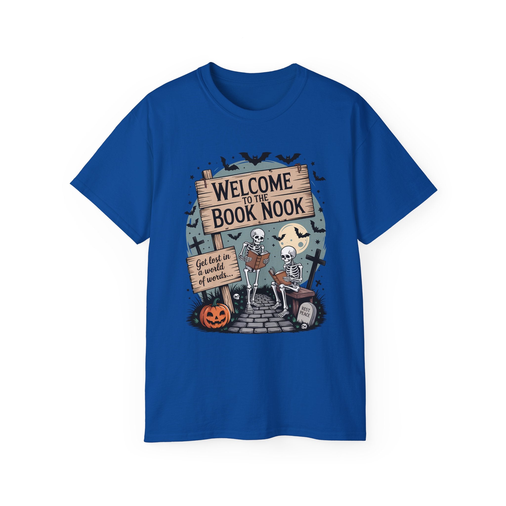 Welcome Book Nook Halloween Skeleton Tee | Gallory Hive