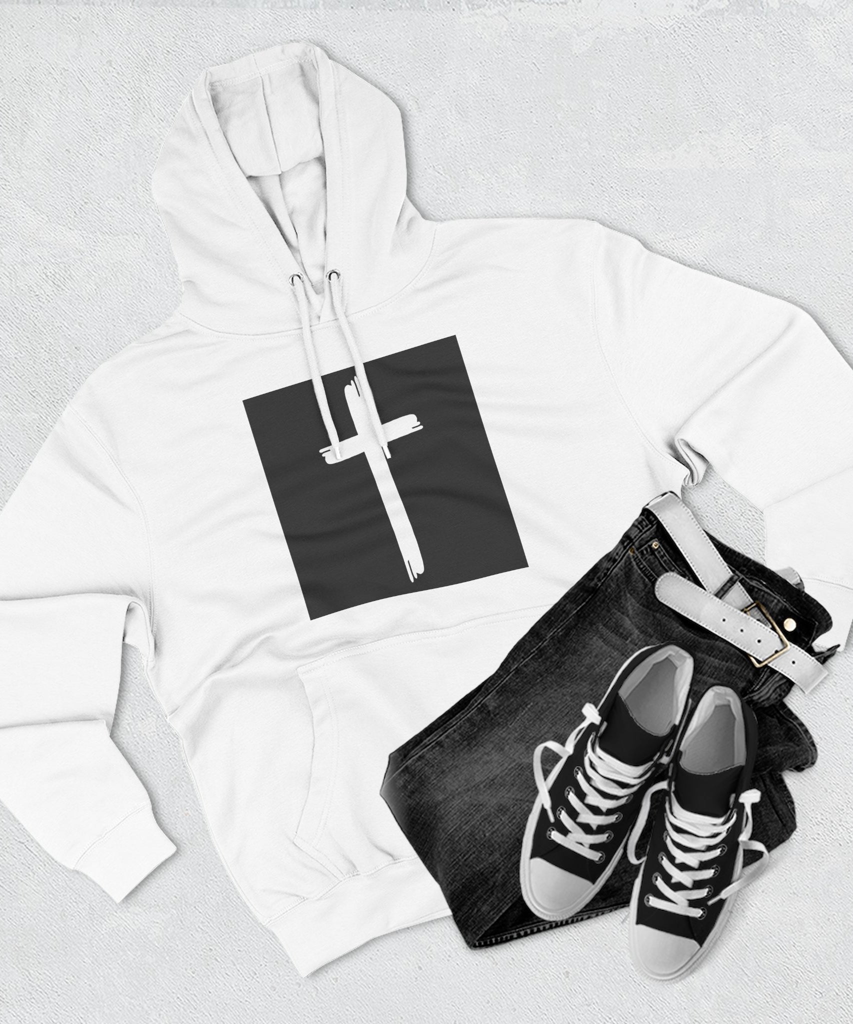 Faith-Inspired Fleece Hoodie, Comfortable Hoodie, Spiritual Gift, Cross Design, Inspirational Fashion, Cozy & Stylish