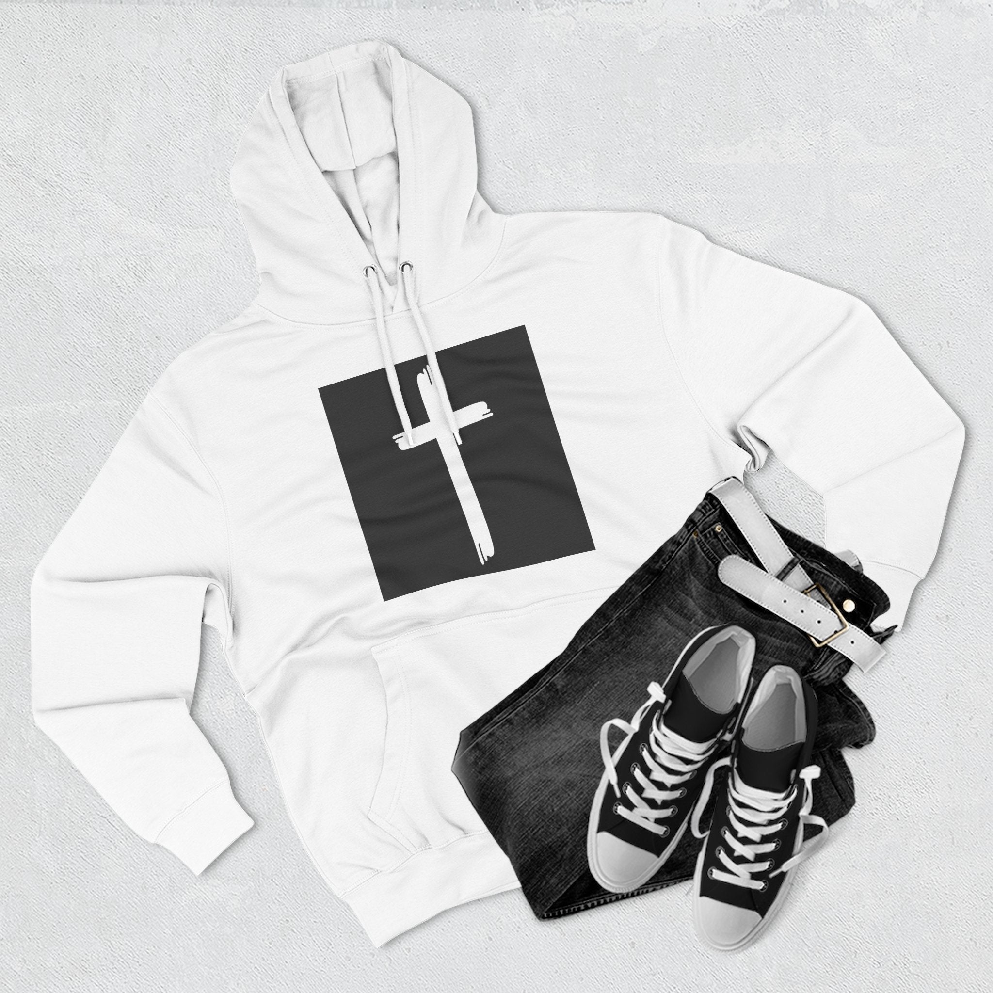 Faith-Inspired Fleece Hoodie, Comfortable Hoodie, Spiritual Gift, Cross Design, Inspirational Fashion, Cozy & Stylish