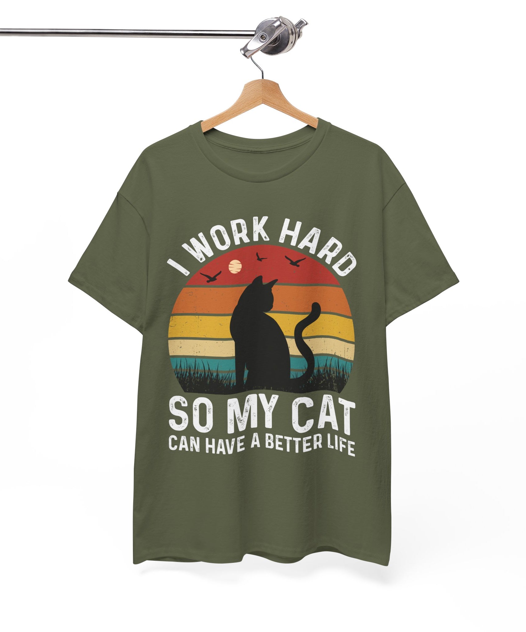 Retro Cat Lover Tee - Work Hard for My Pet | Gallory Hive