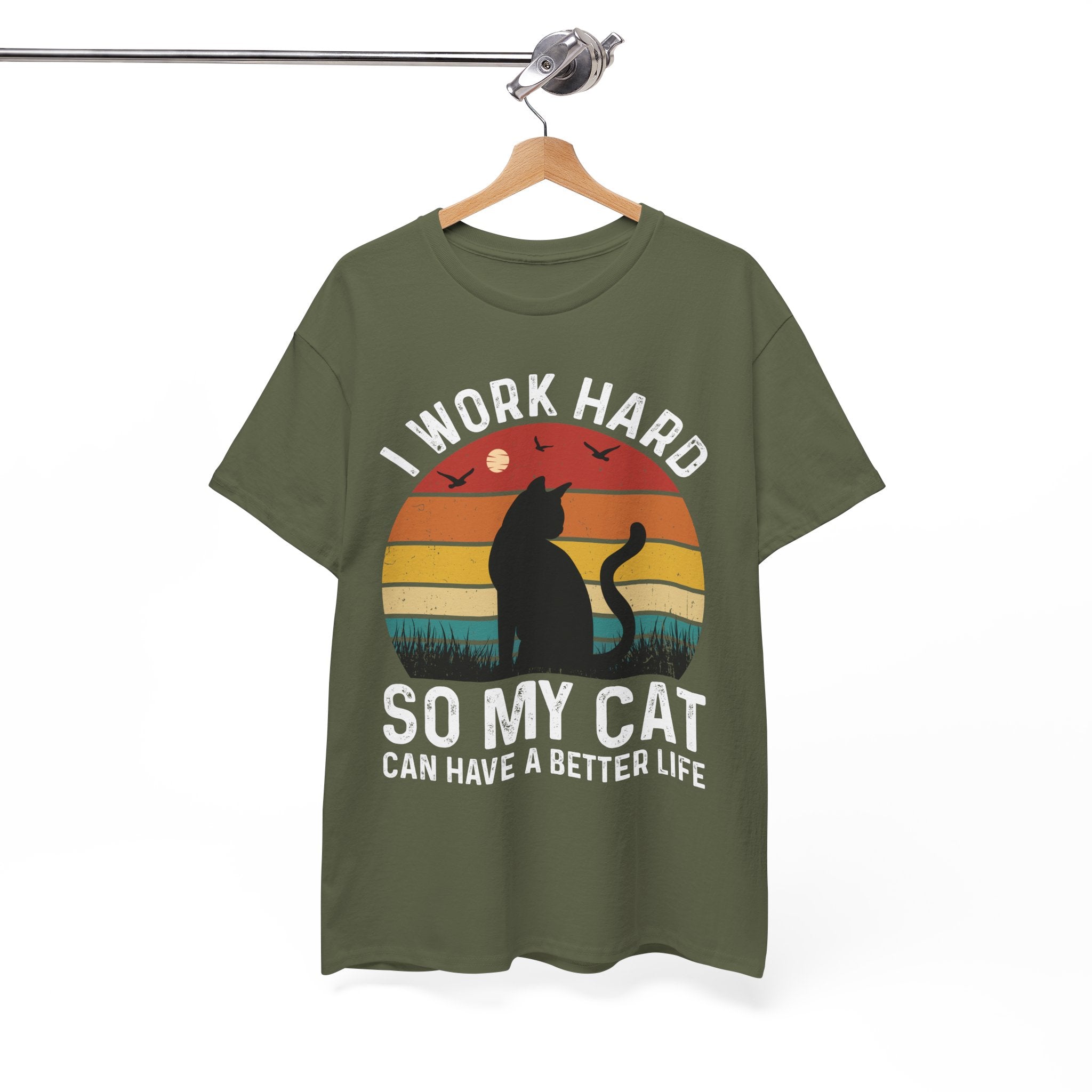 Retro Cat Lover Tee - Work Hard for My Pet | Gallory Hive