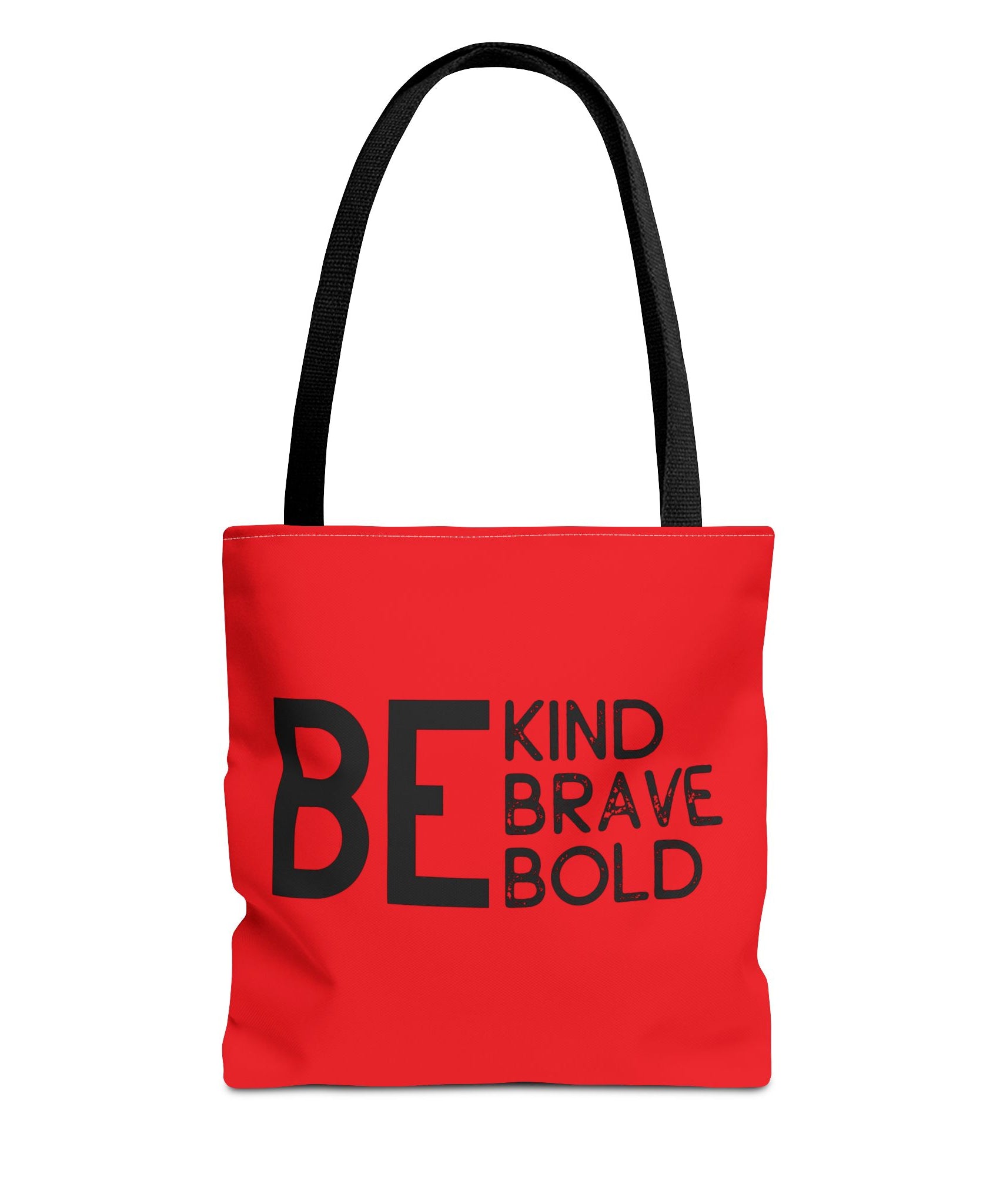 Inspirational Tote Bag - Be Kind Brave Bold - Eco-Friendly Carryall - Red